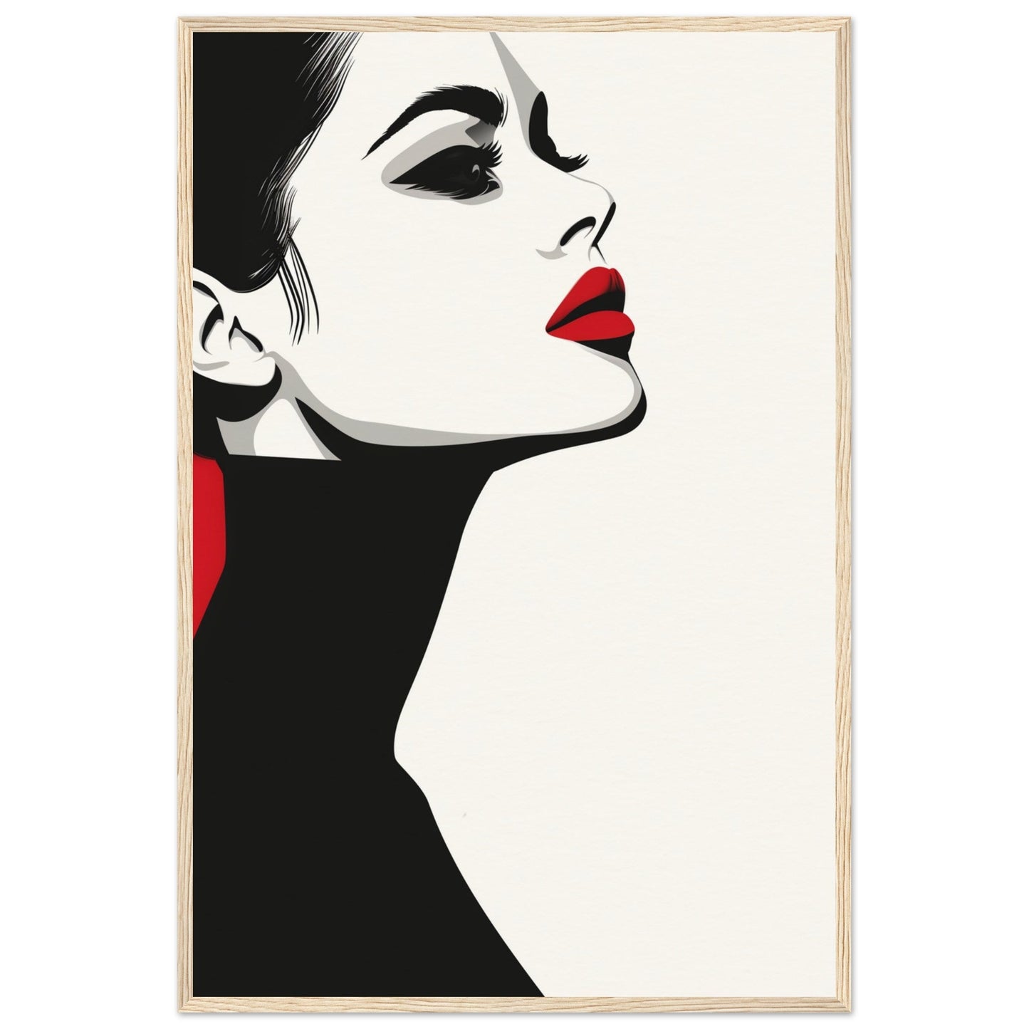 Poster Noir et Blanc et Rouge ( 60x90-cm-Bois-clair)