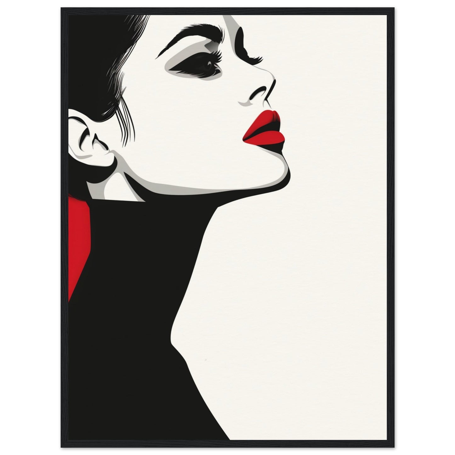 Poster Noir et Blanc et Rouge ( 60x80-cm-Bois-noir)