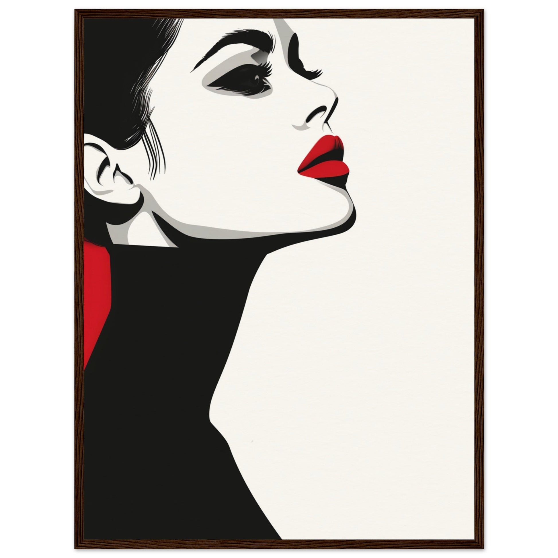 Poster Noir et Blanc et Rouge ( 60x80-cm-Bois-foncé)