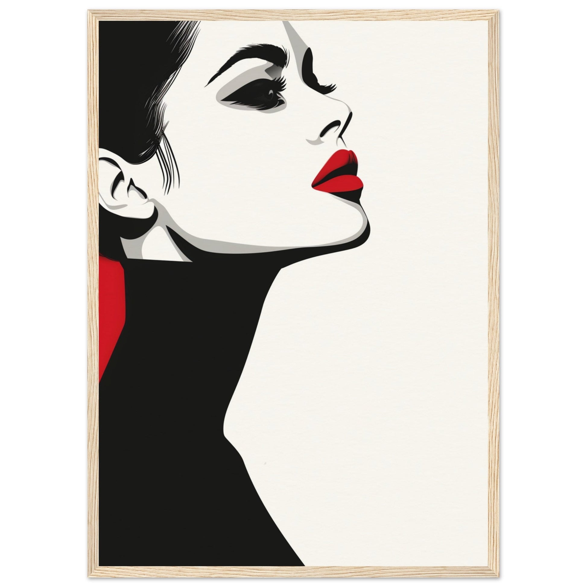 Poster Noir et Blanc et Rouge ( 50x70-cm-Bois-clair)