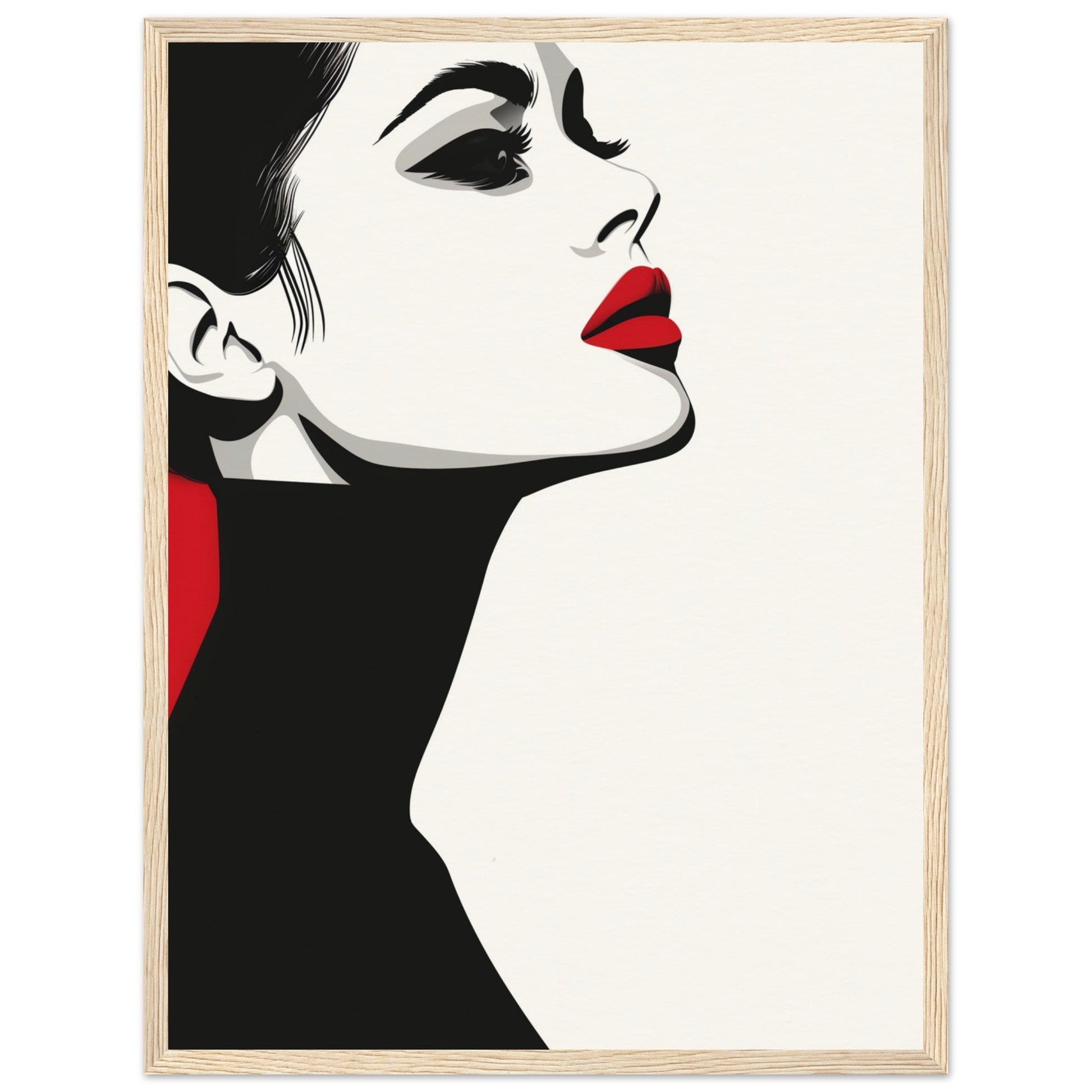 Poster Noir et Blanc et Rouge ( 45x60-cm-Bois-clair)