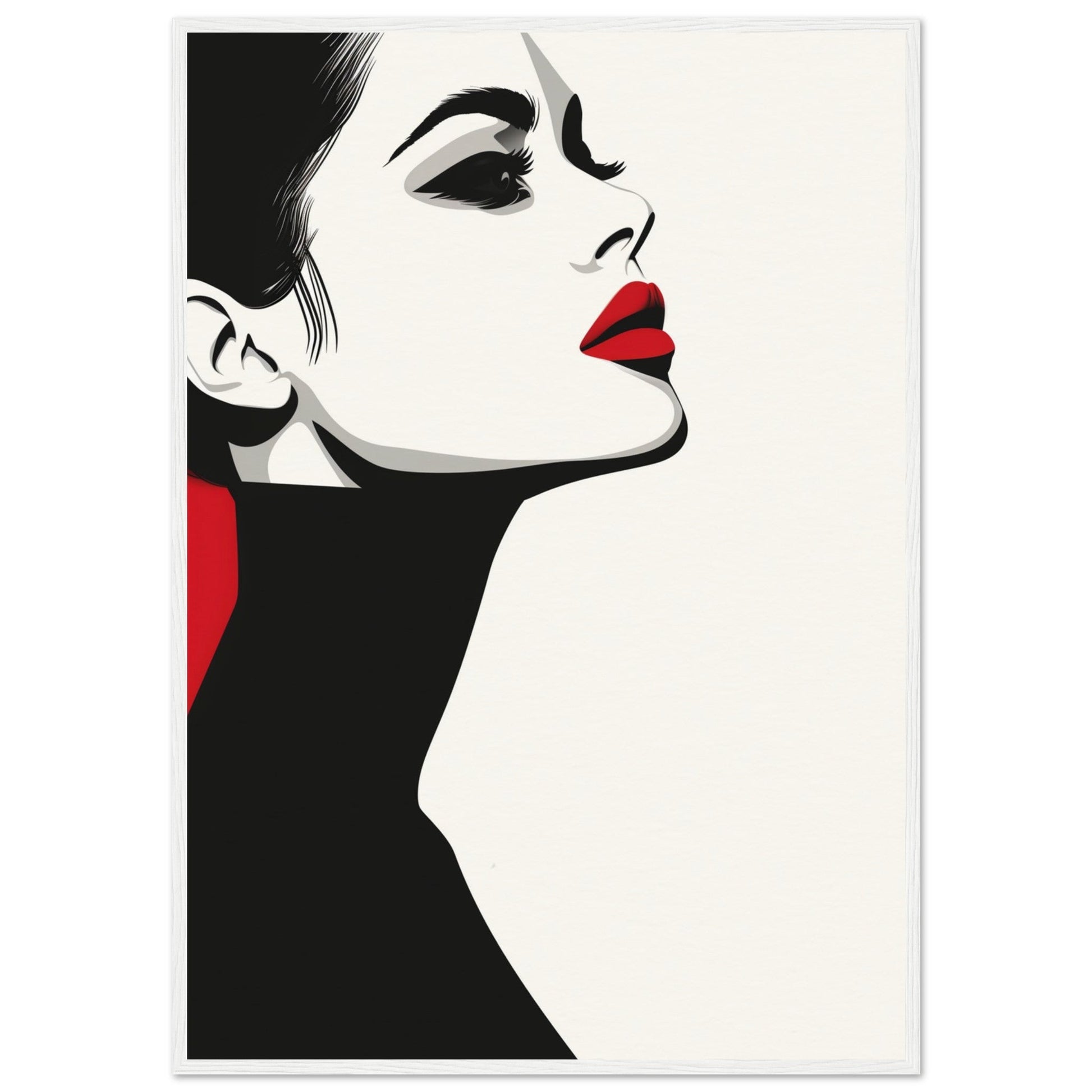 Poster Noir et Blanc et Rouge ( 70x100-cm-Bois-blanc)