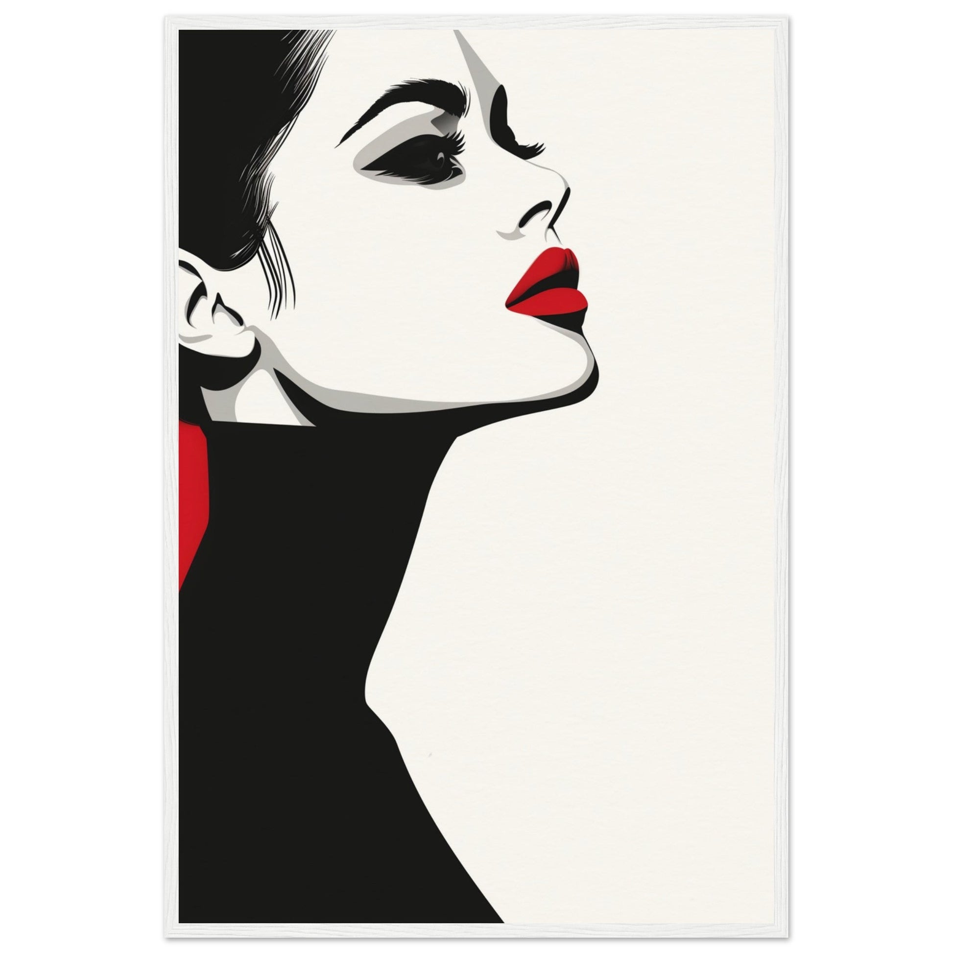 Poster Noir et Blanc et Rouge ( 60x90-cm-Bois-blanc)