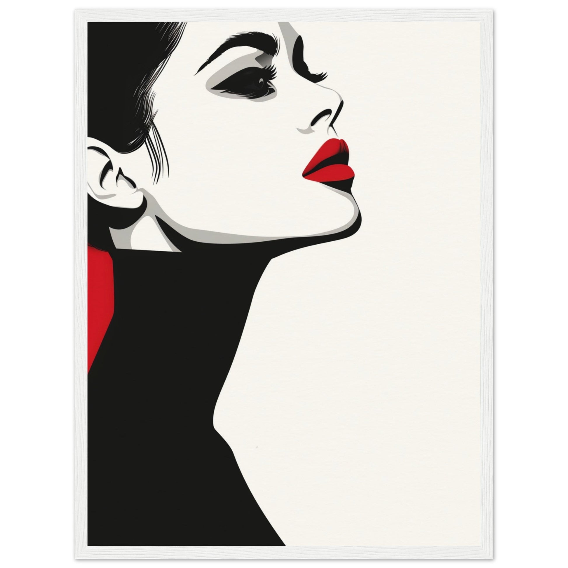 Poster Noir et Blanc et Rouge ( 45x60-cm-Bois-blanc)