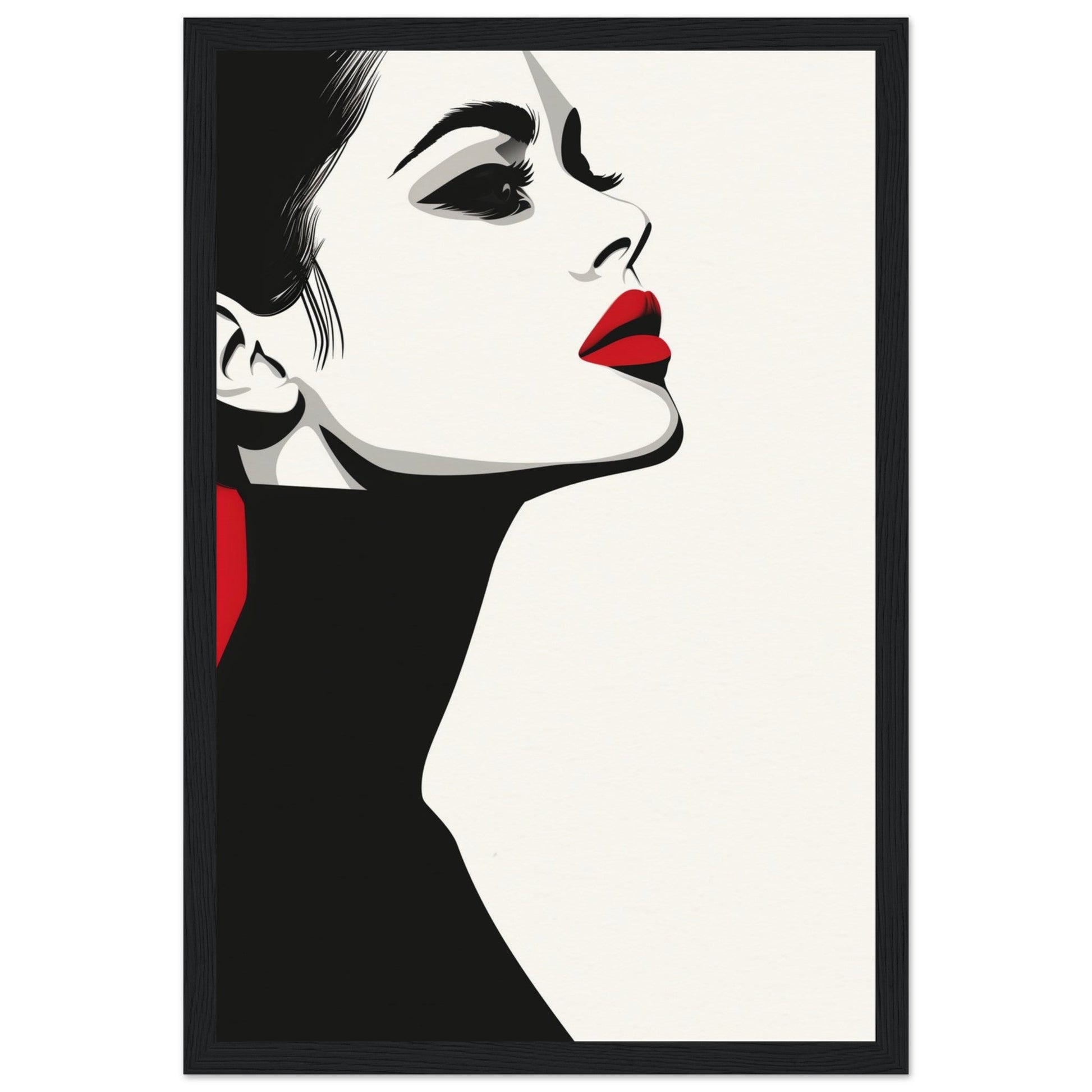 Poster Noir et Blanc et Rouge ( 30x45-cm-Bois-noir)