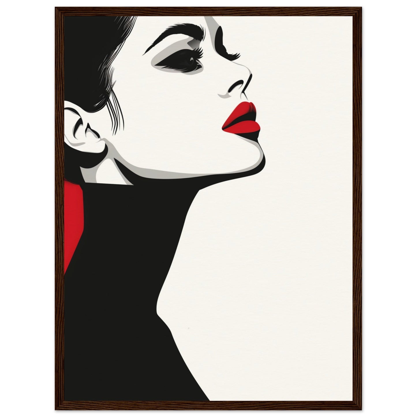 Poster Noir et Blanc et Rouge ( 45x60-cm-Bois-foncé)