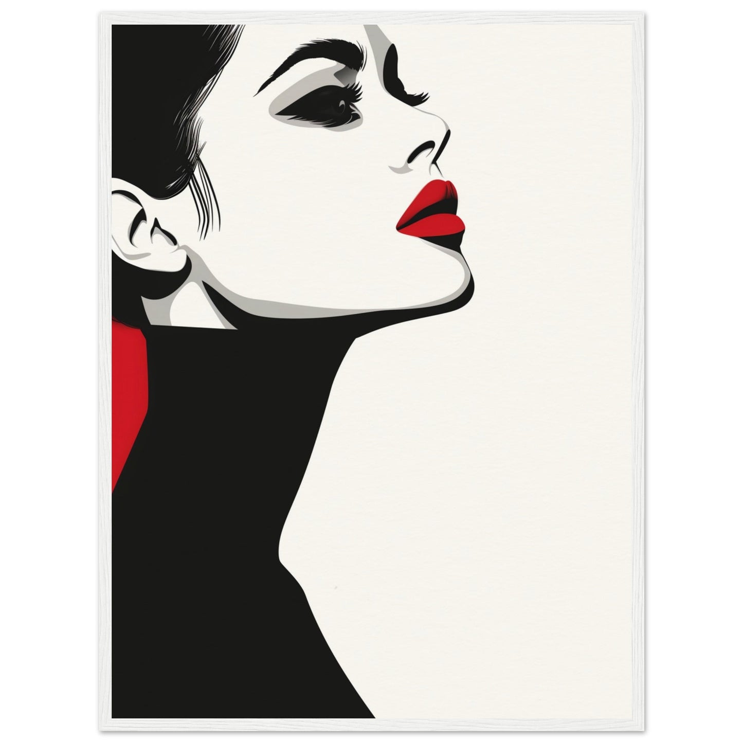 Poster Noir et Blanc et Rouge ( 60x80-cm-Bois-blanc)