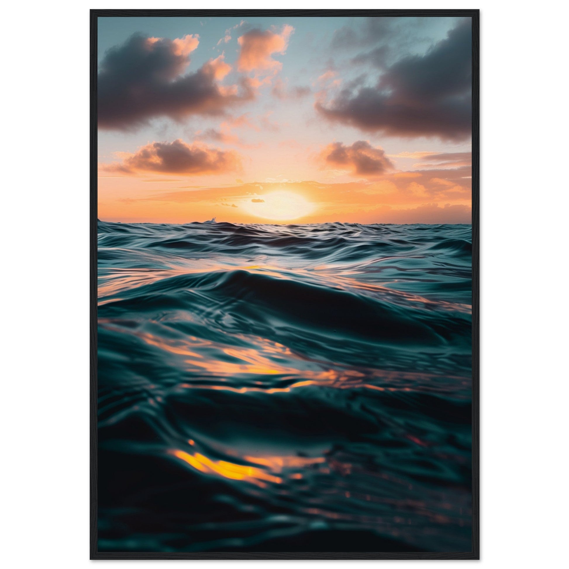 Poster Océan Atlantique ( 70x100-cm-Bois-noir)