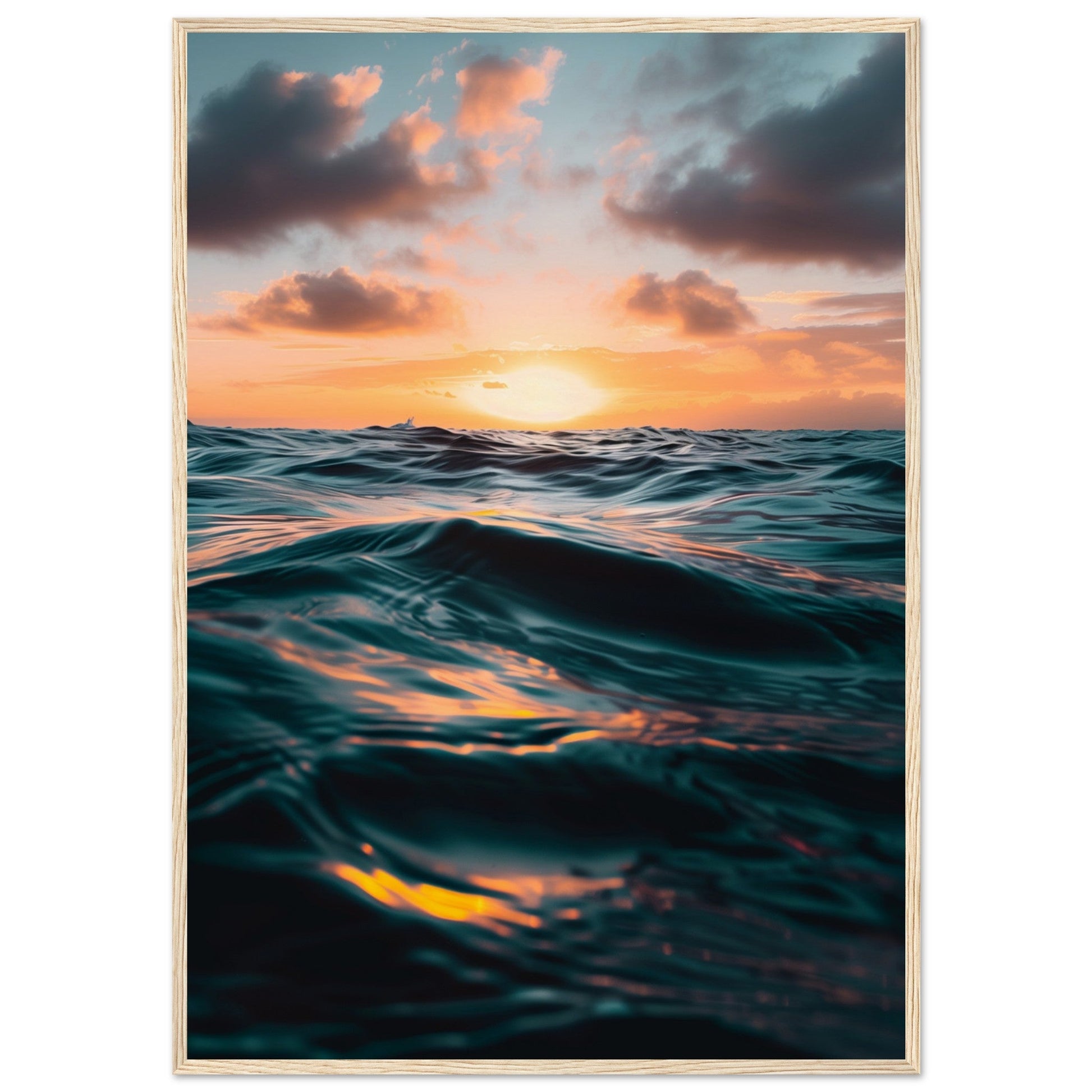 Poster Océan Atlantique ( 70x100-cm-Bois-clair)