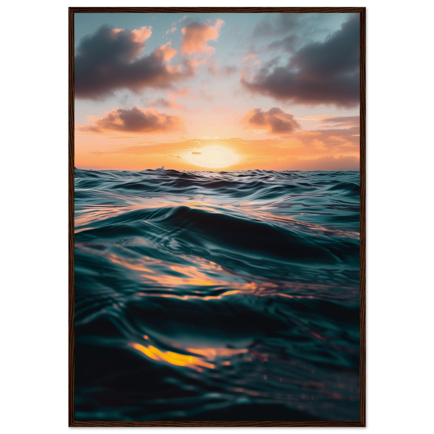 Poster Océan Atlantique ( 70x100-cm-Bois-foncé)