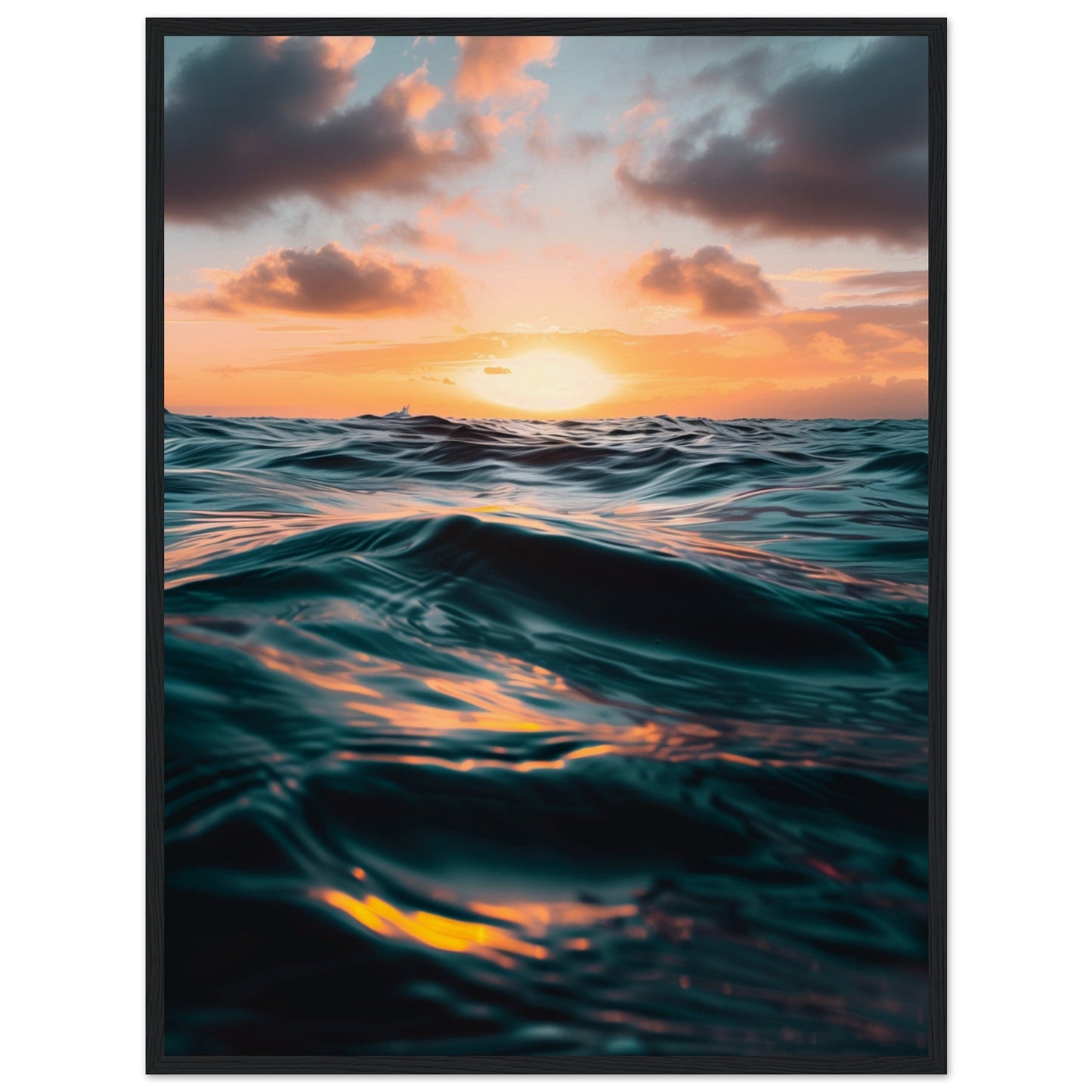 Poster Océan Atlantique ( 60x80-cm-Bois-noir)