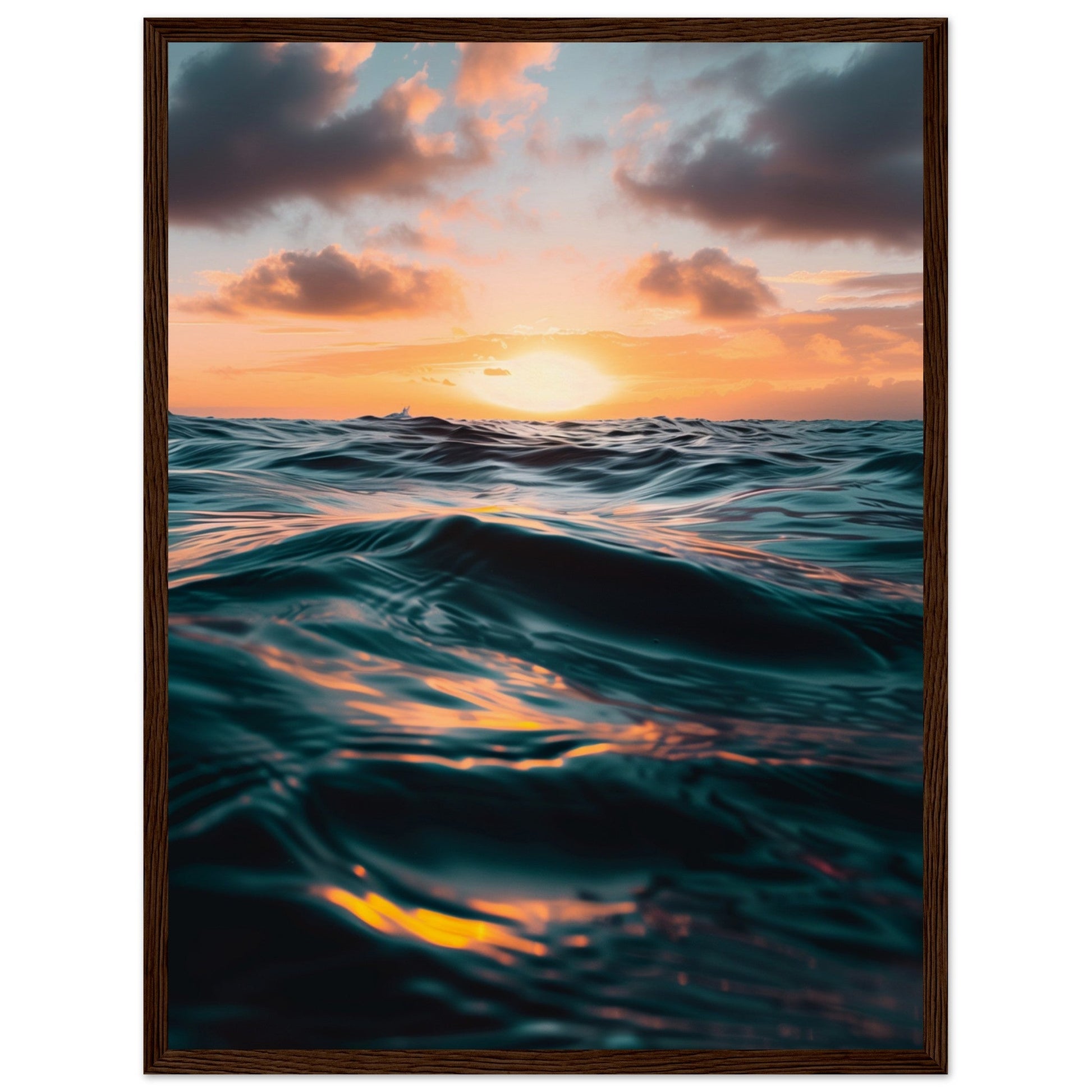 Poster Océan Atlantique ( 45x60-cm-Bois-foncé)