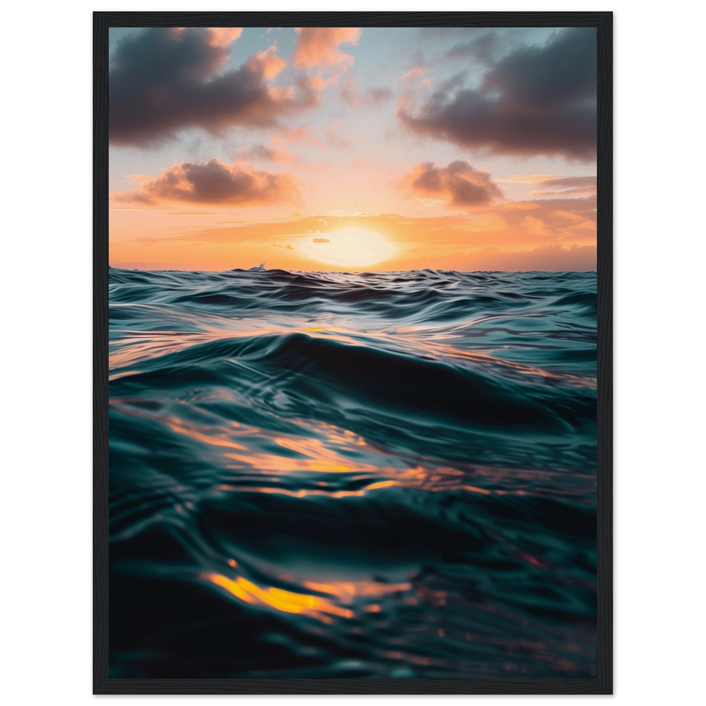 Poster Océan Atlantique ( 45x60-cm-Bois-noir)