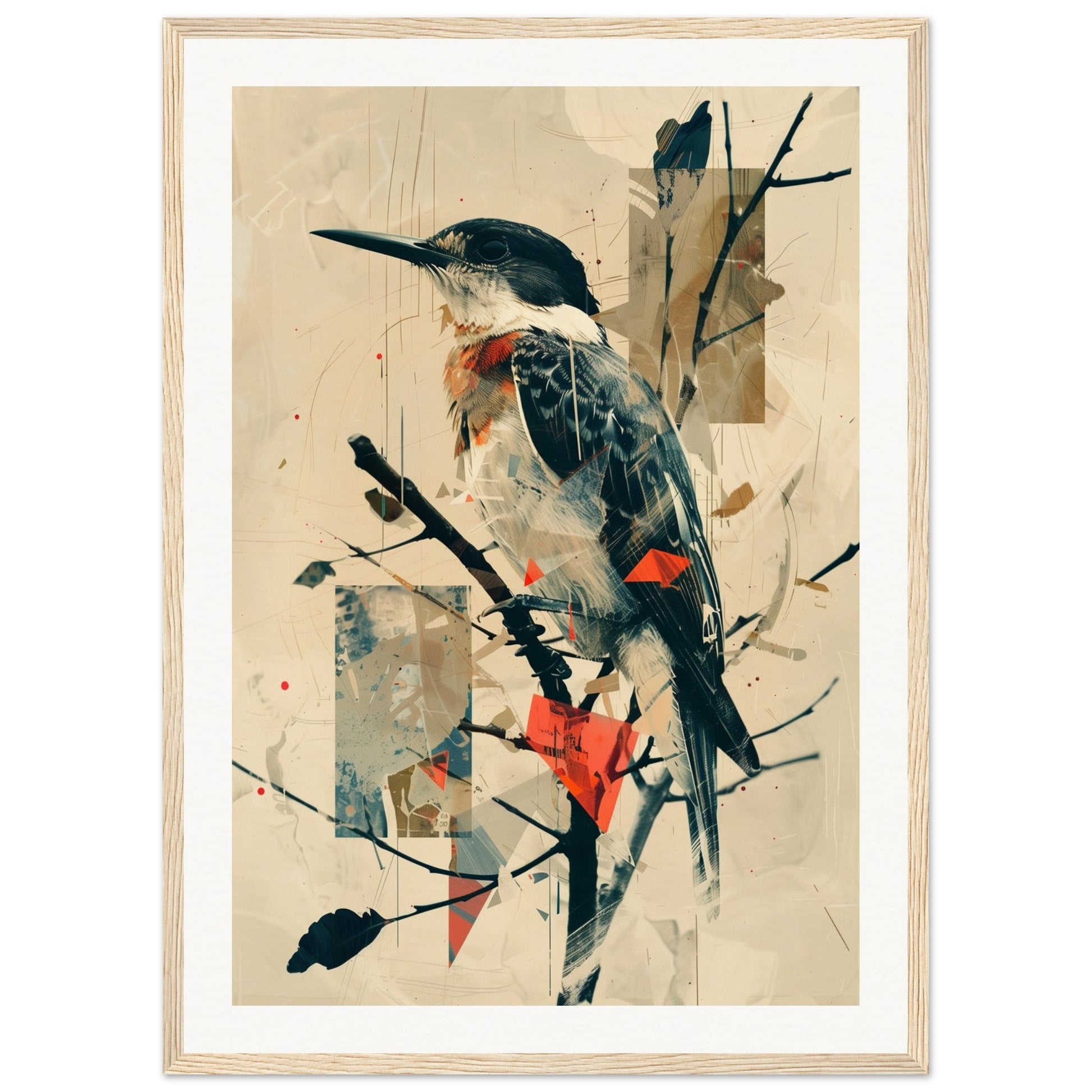 Poster Oiseau ( 50x70-cm-Bois-clair)