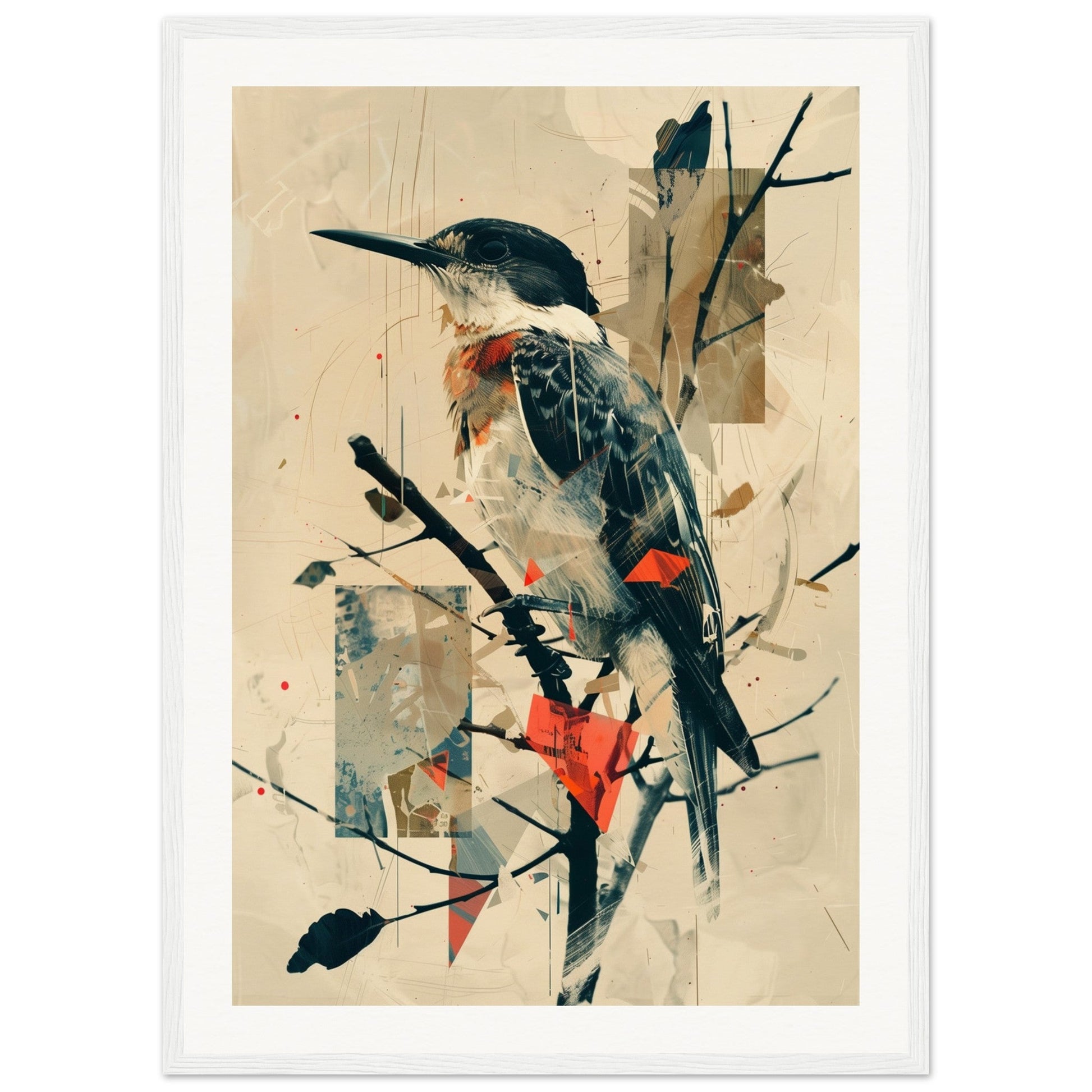 Poster Oiseau ( 50x70-cm-Bois-blanc)