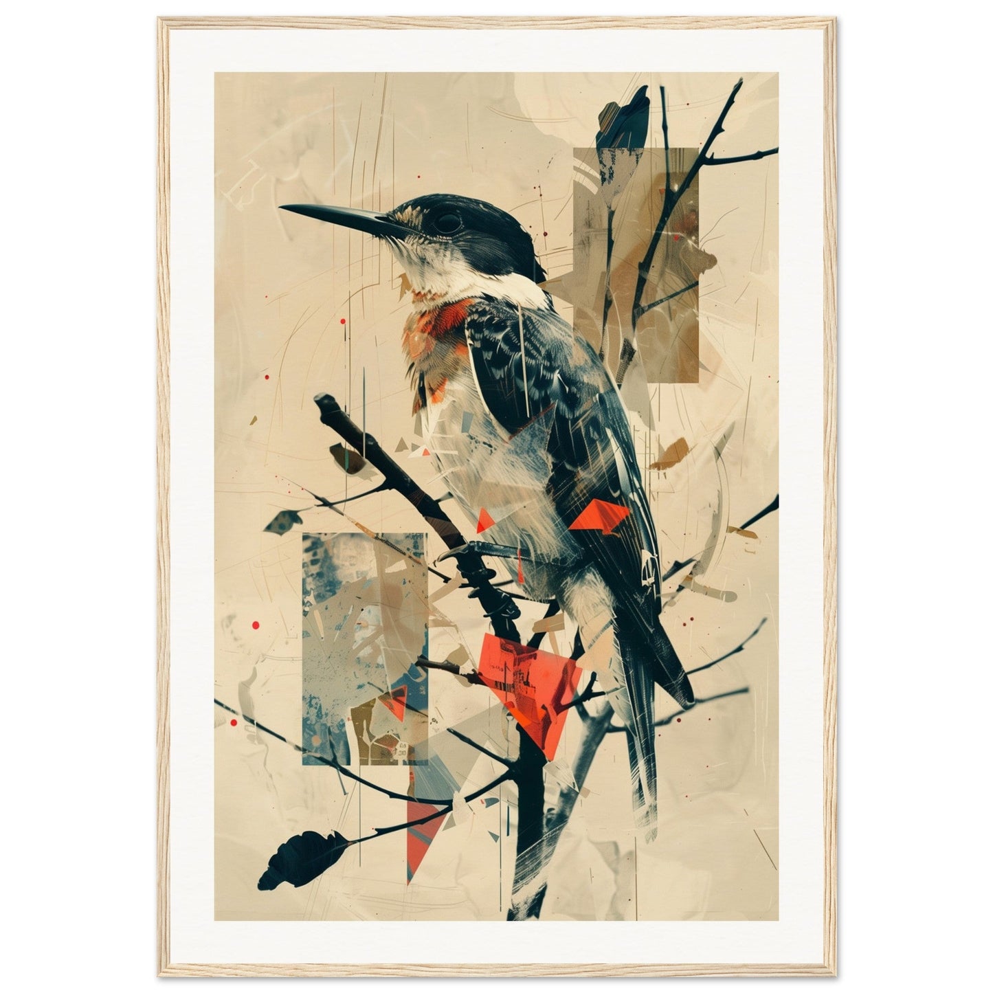 Poster Oiseau ( 70x100-cm-Bois-clair)