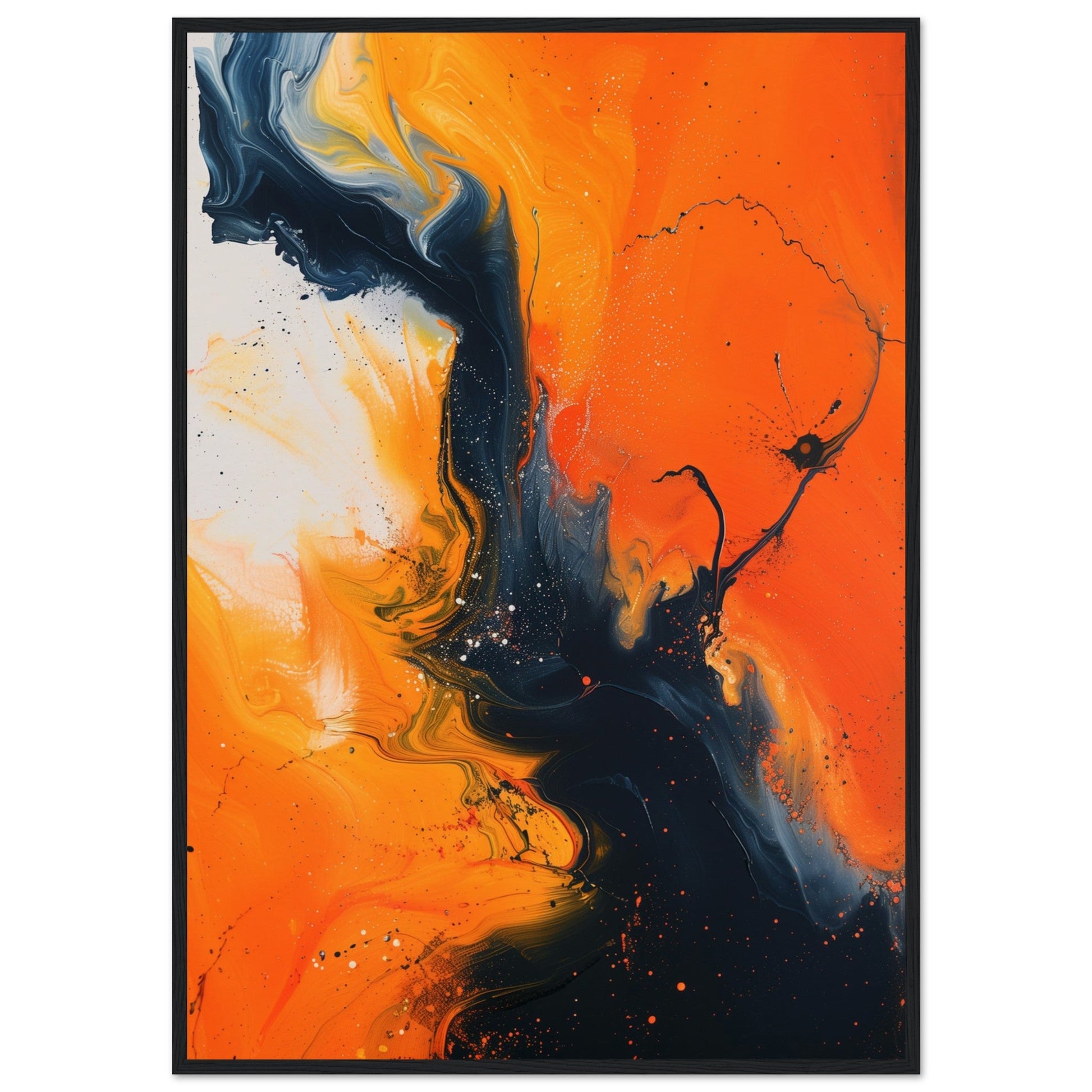 Poster Orange ( 70x100-cm-Bois-noir)