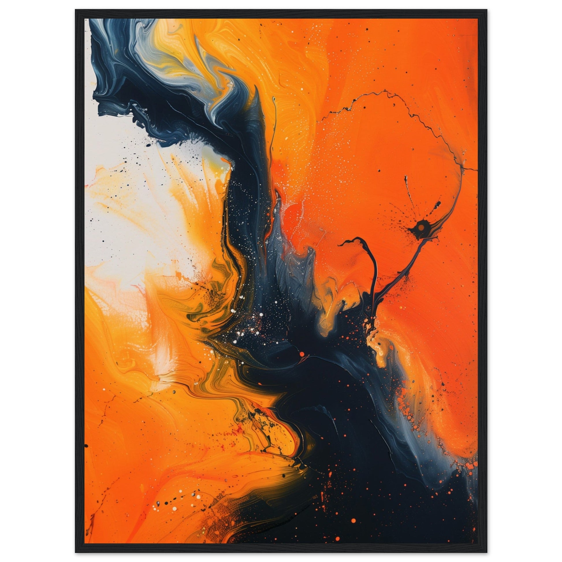 Poster Orange ( 60x80-cm-Bois-noir)