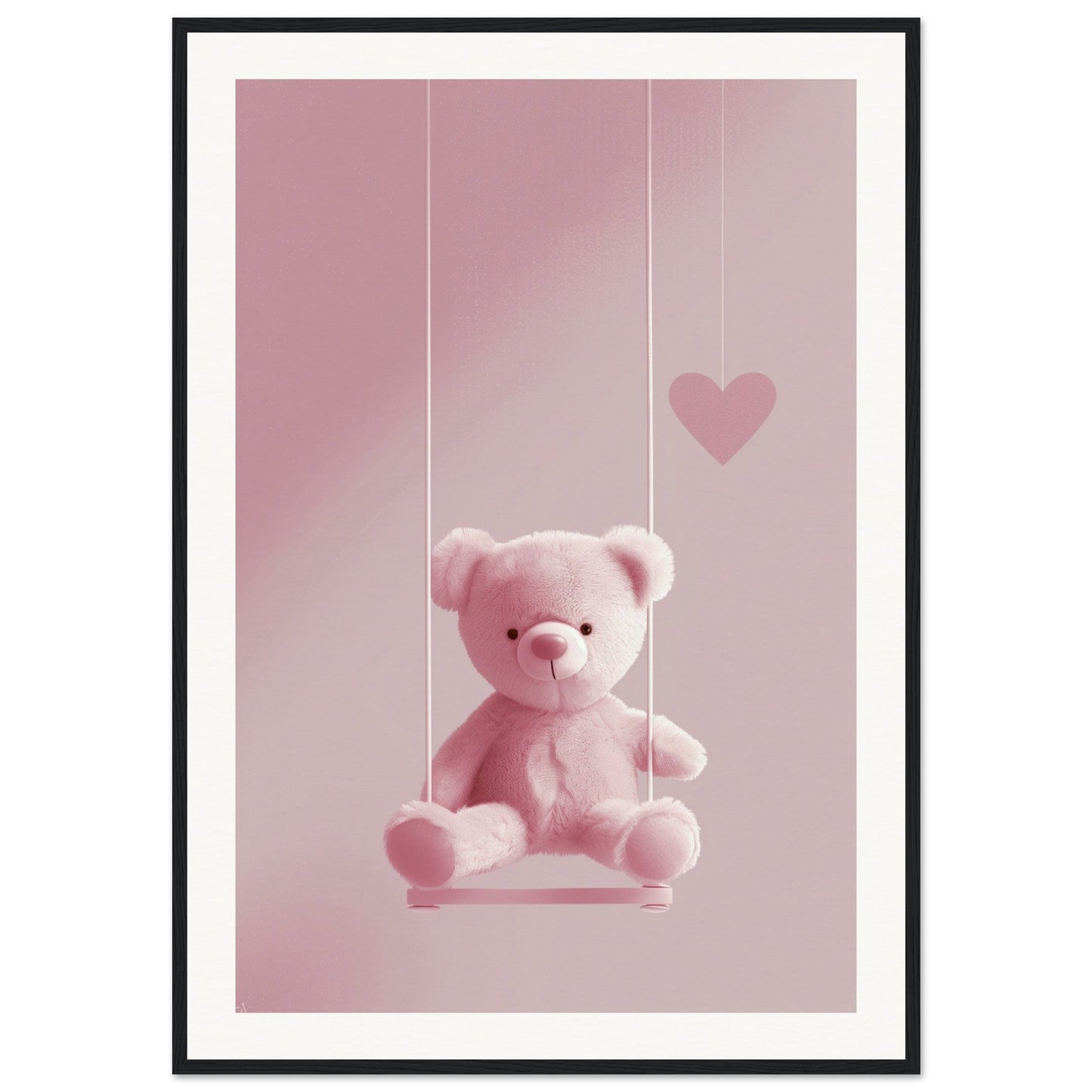 Poster Ourson Rose ( 70x100-cm-Bois-noir)