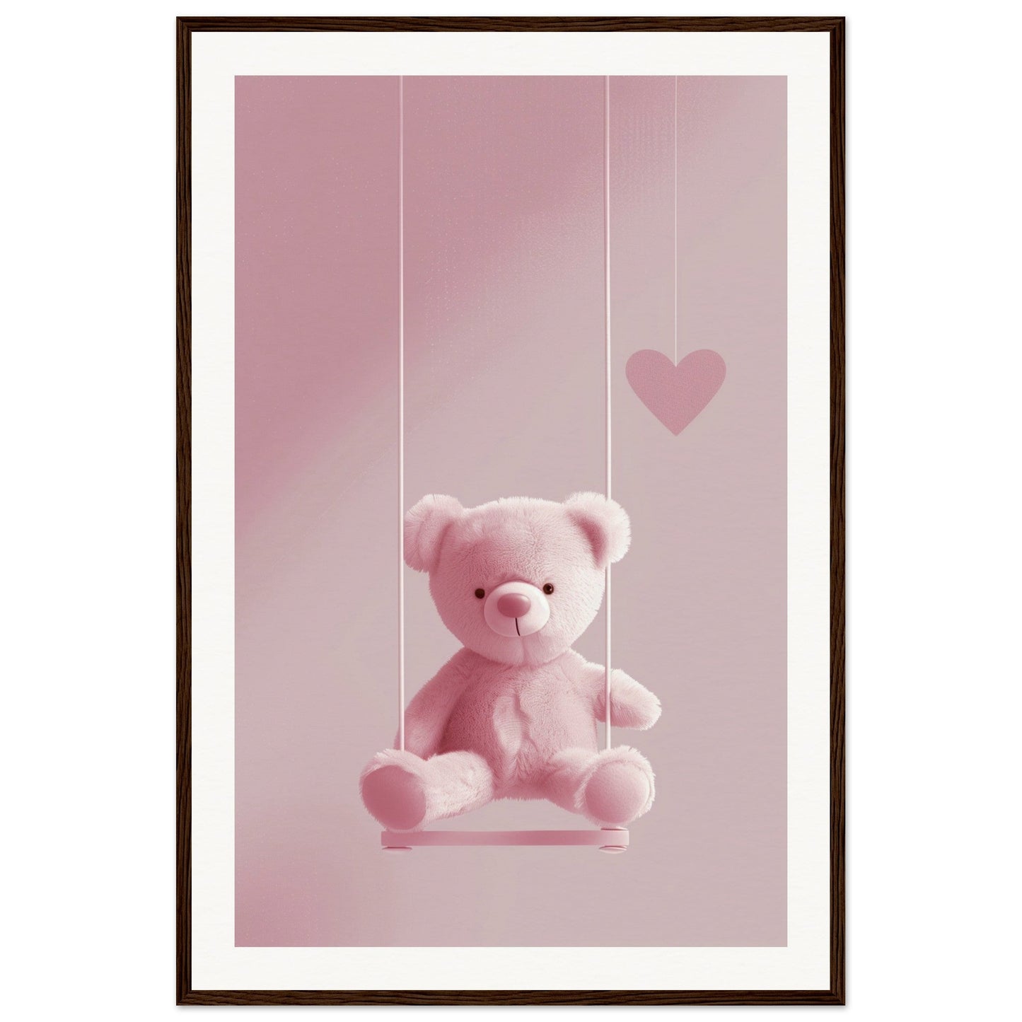 Poster Ourson Rose ( 60x90-cm-Bois-foncé)