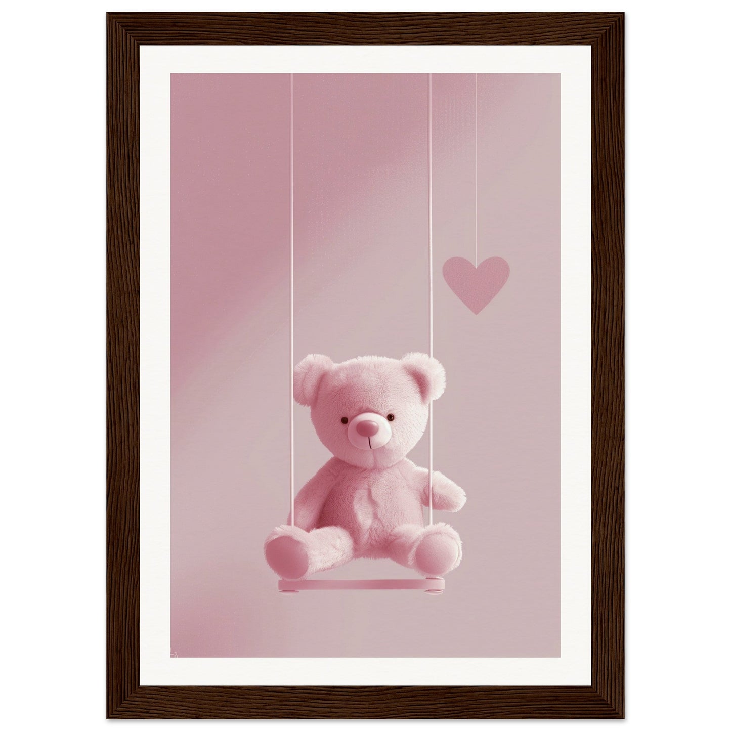 Poster Ourson Rose ( 21x29.7-cm-Bois-foncé)