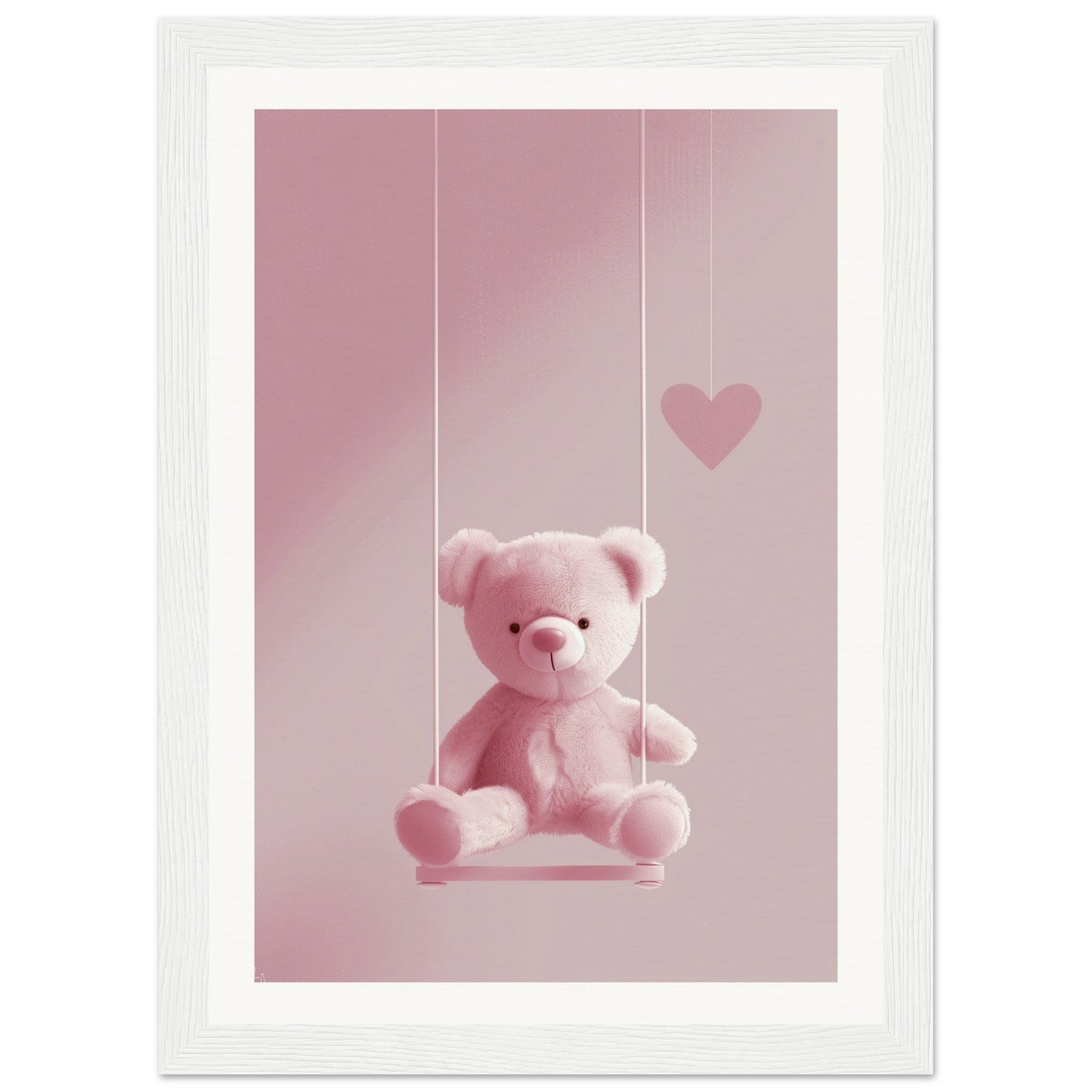 Poster Ourson Rose ( 21x29.7-cm-Bois-blanc)