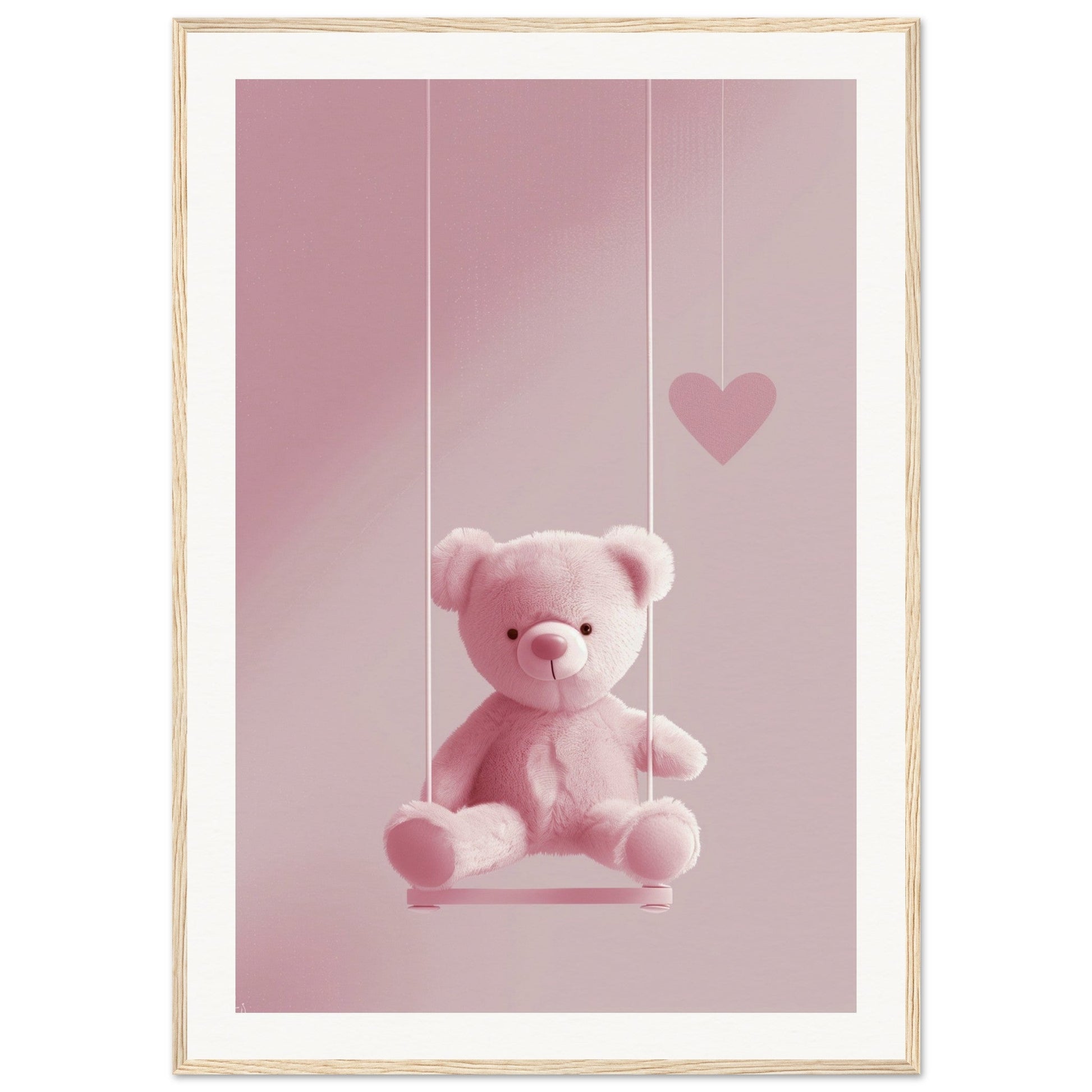 Poster Ourson Rose ( 70x100-cm-Bois-clair)