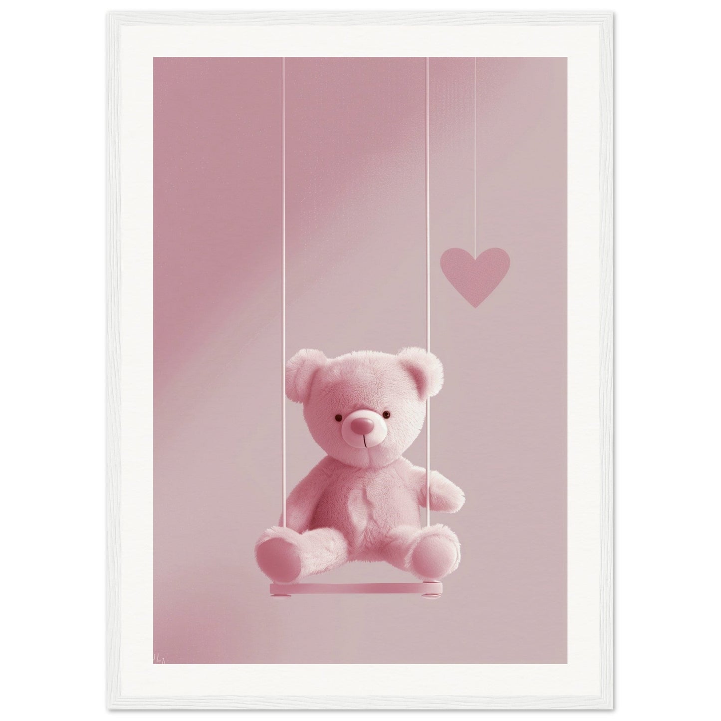 Poster Ourson Rose ( 50x70-cm-Bois-blanc)