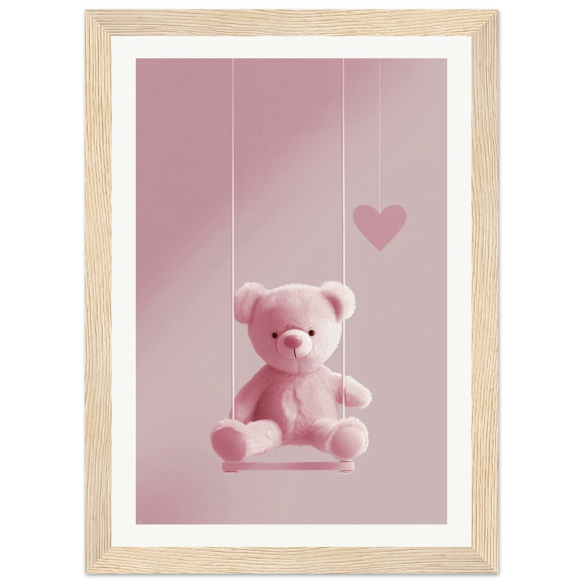 Poster Ourson Rose ( 21x29.7-cm-Bois-clair)