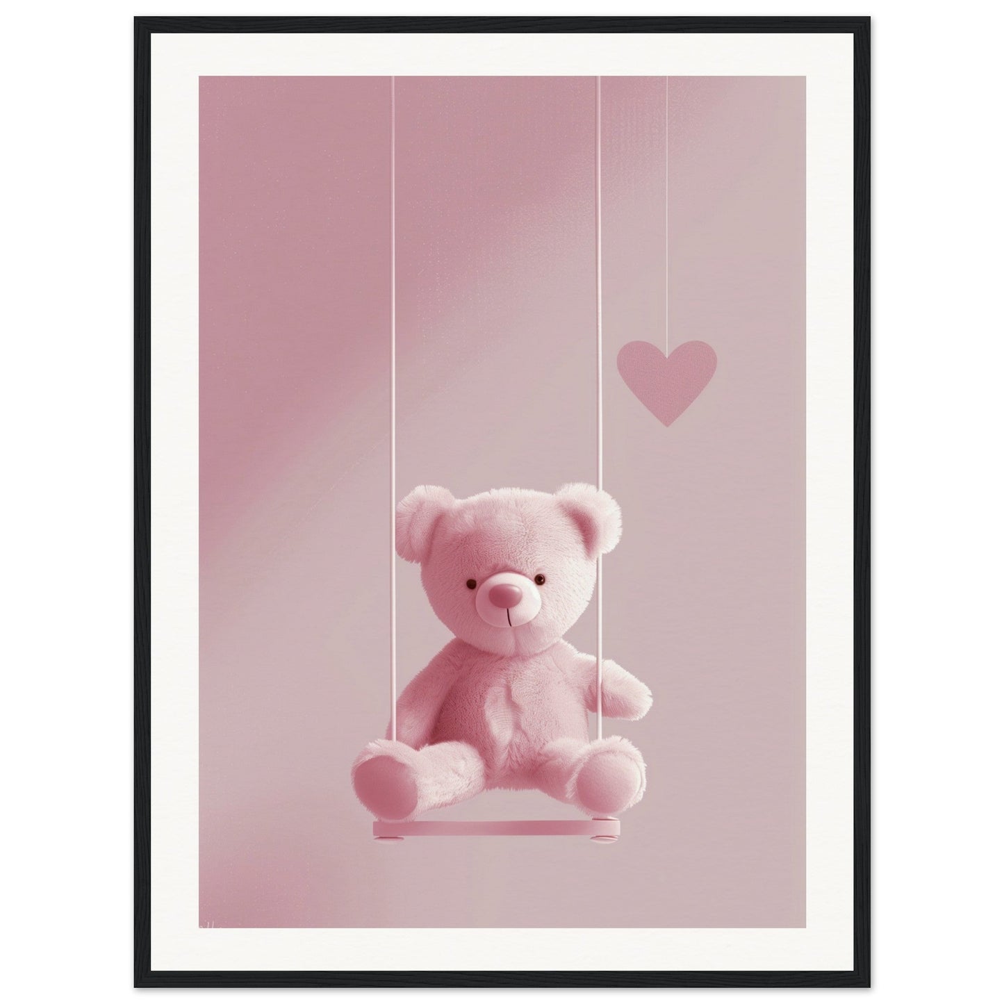 Poster Ourson Rose ( 60x80-cm-Bois-noir)