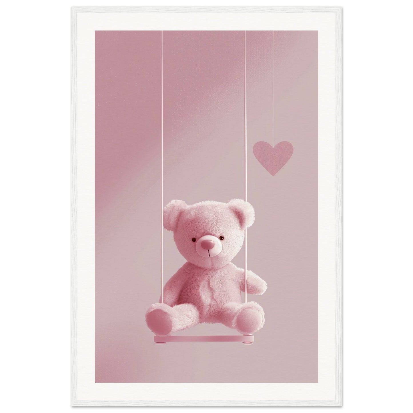 Poster Ourson Rose ( 60x90-cm-Bois-blanc)