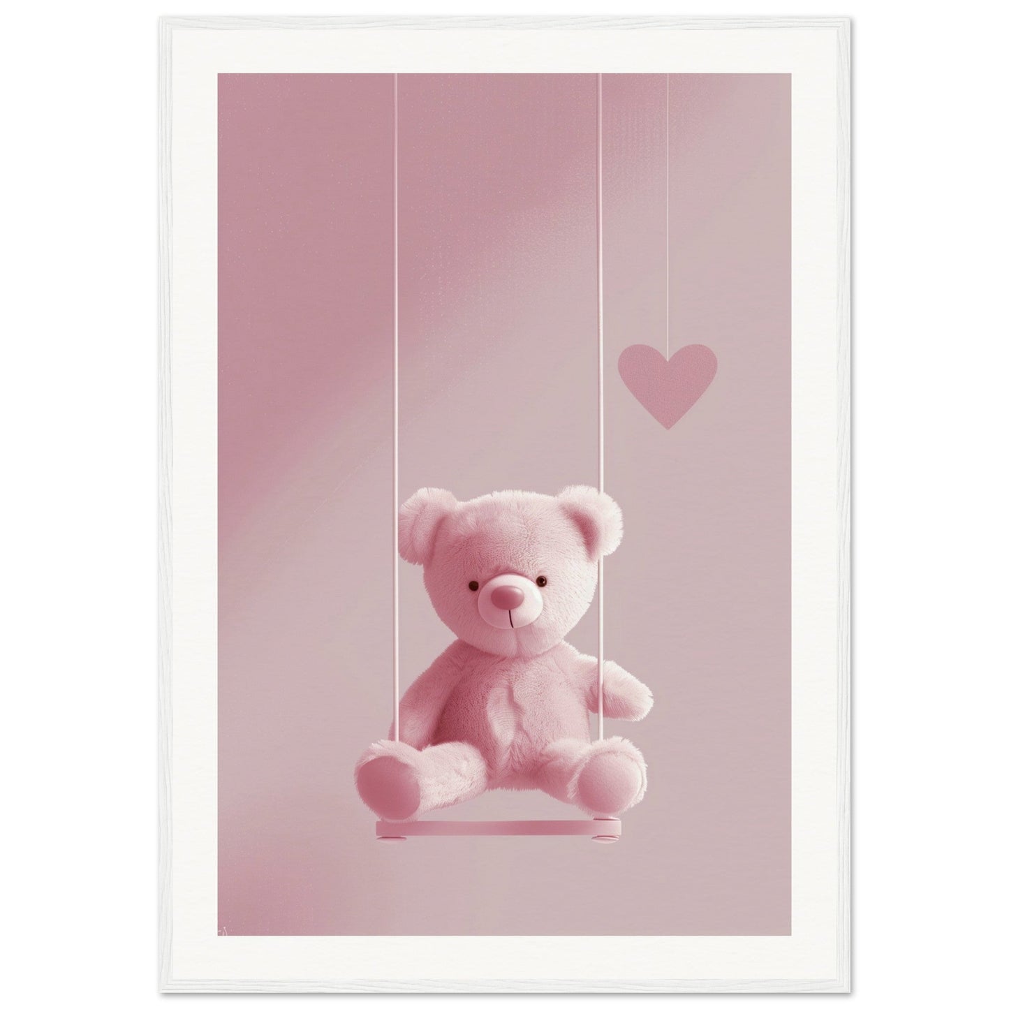 Poster Ourson Rose ( 70x100-cm-Bois-blanc)