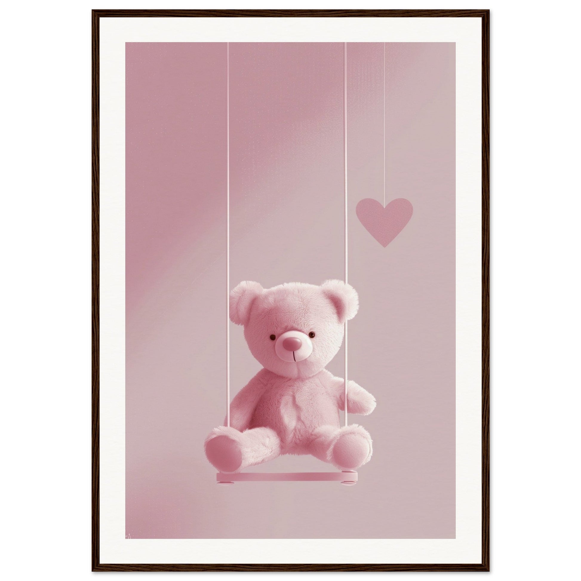 Poster Ourson Rose ( 70x100-cm-Bois-foncé)