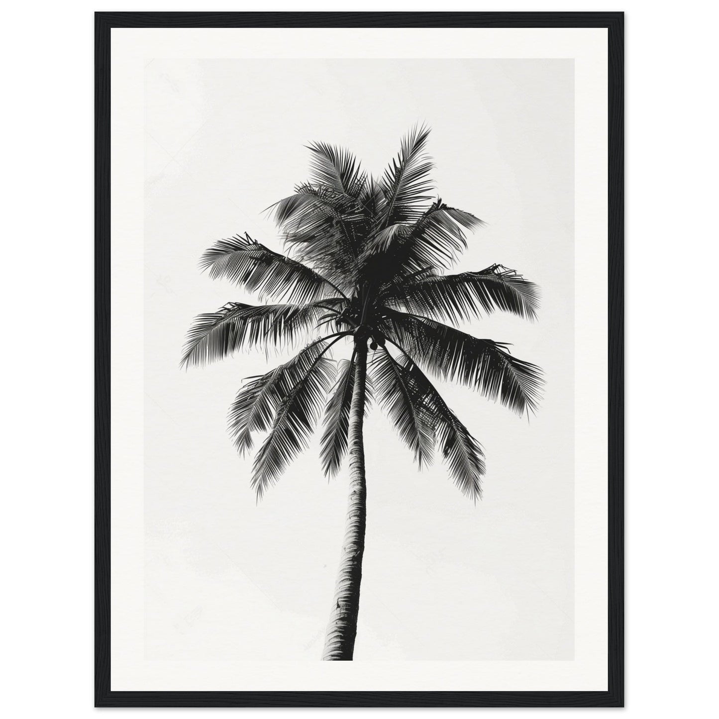 Poster Palmier Noir et Blanc ( 45x60-cm-Bois-noir)