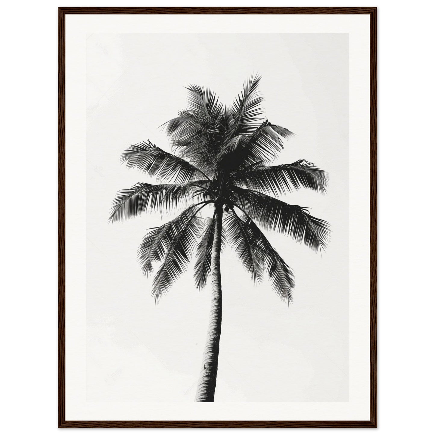 Poster Palmier Noir et Blanc ( 60x80-cm-Bois-foncé)