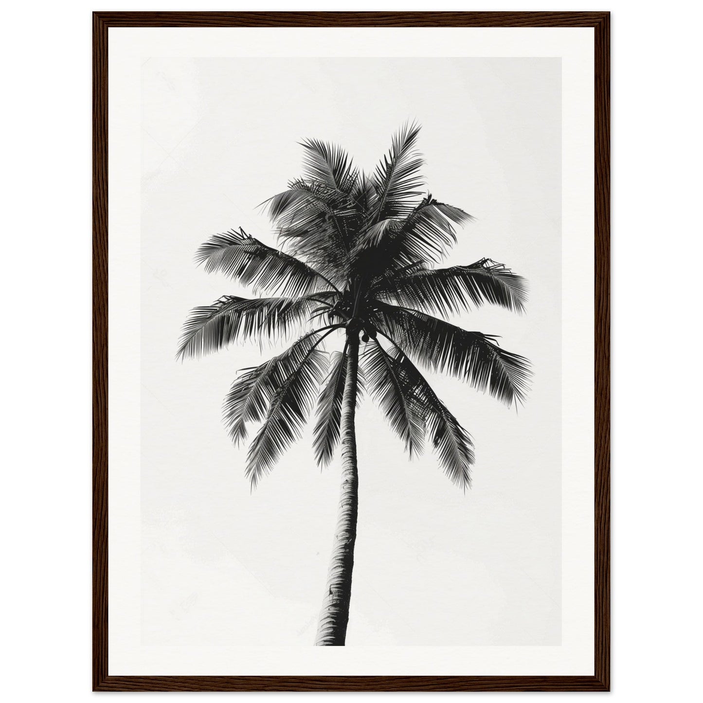 Poster Palmier Noir et Blanc ( 45x60-cm-Bois-foncé)