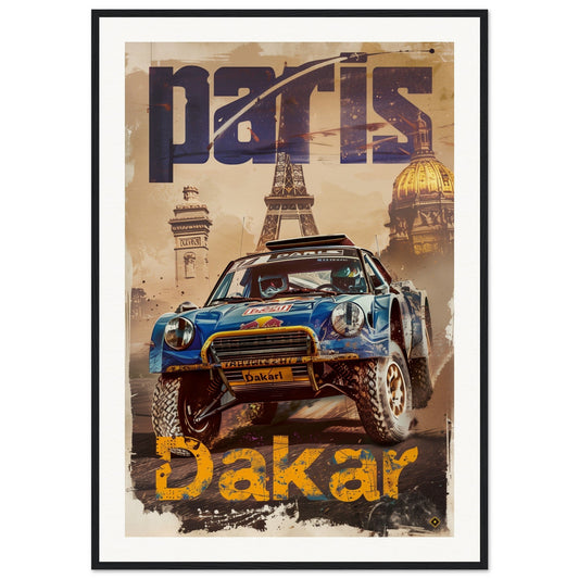 Poster Paris Dakar ( 70x100-cm-Bois-noir)