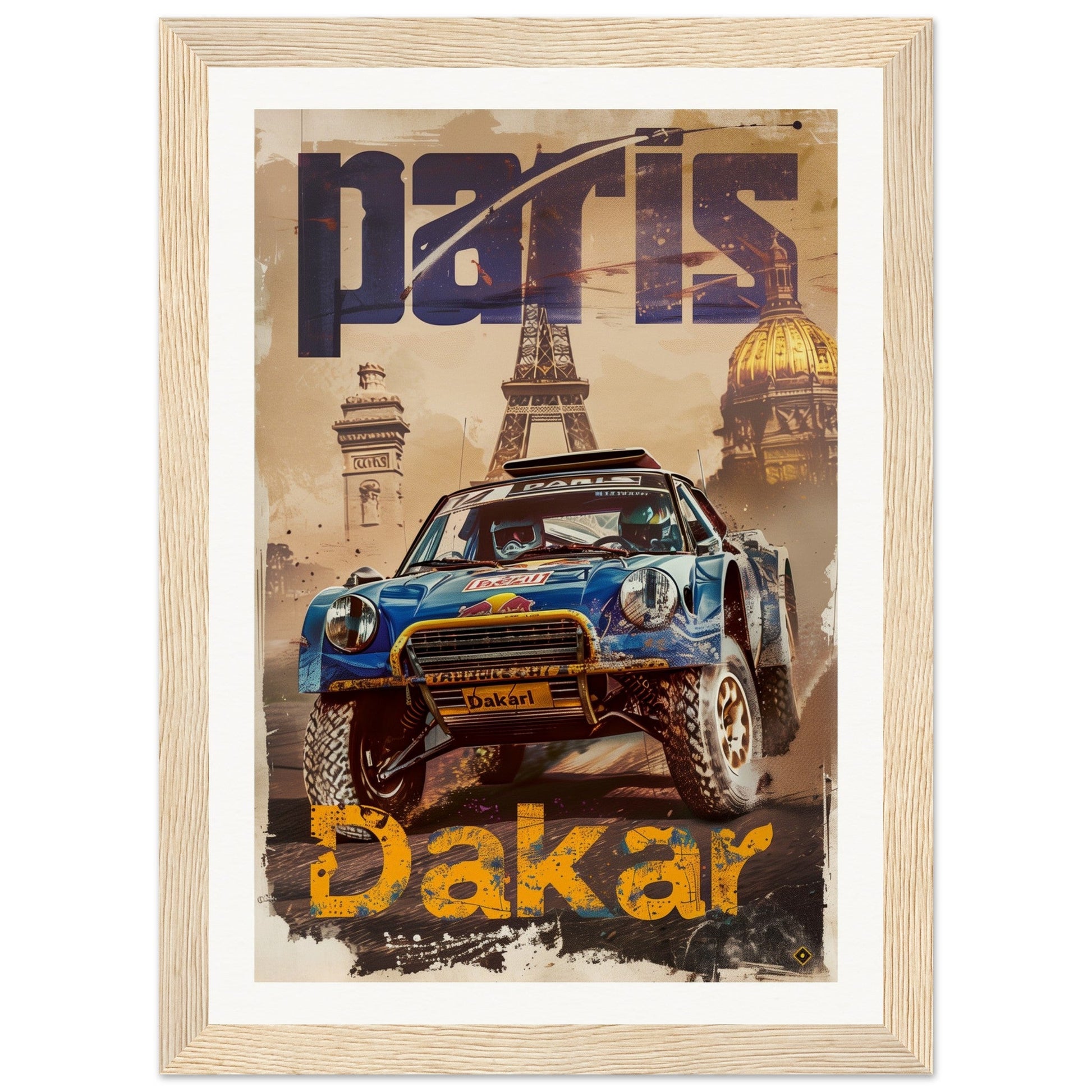 Poster Paris Dakar ( 21x29.7-cm-Bois-clair)