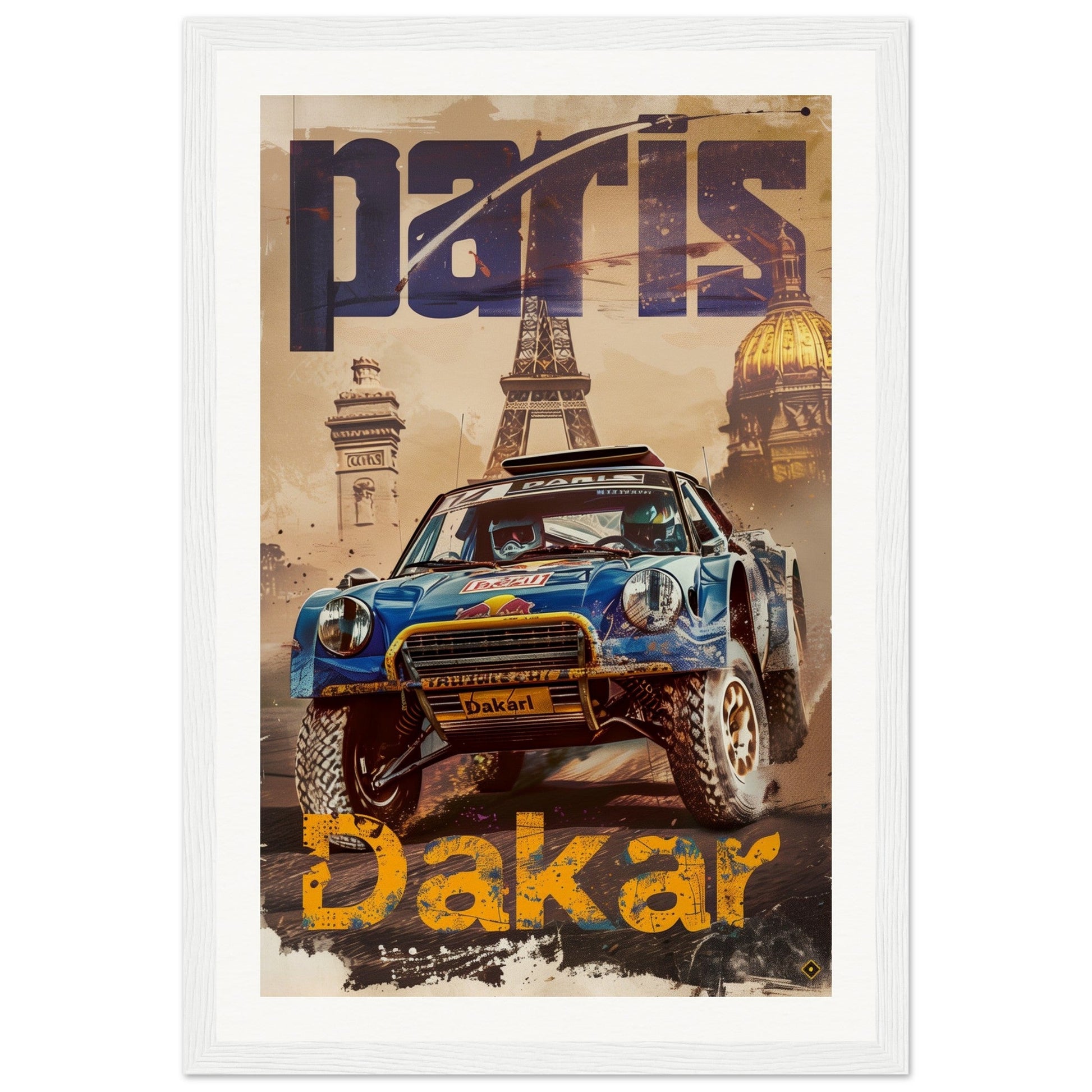 Poster Paris Dakar ( 30x45-cm-Bois-blanc)