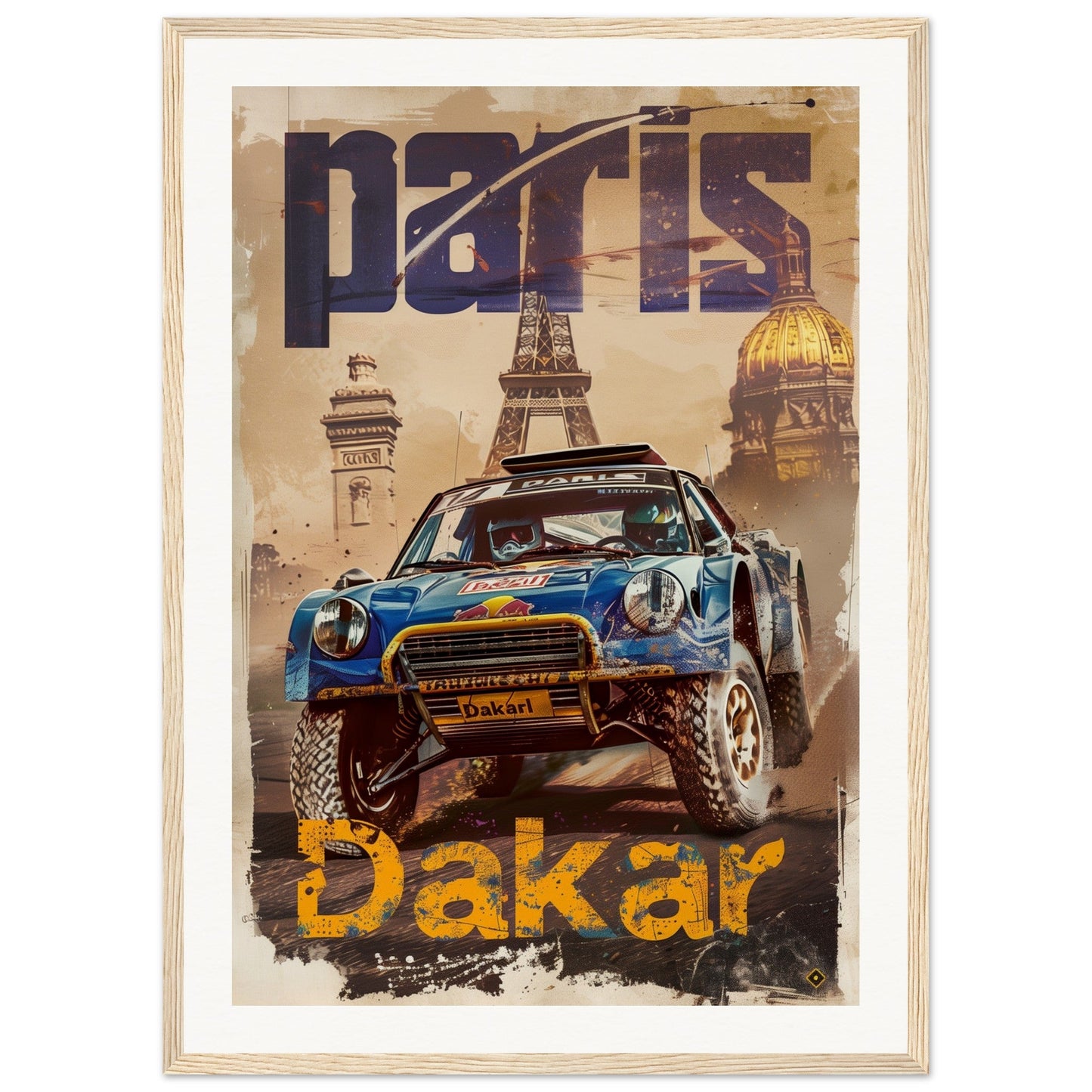 Poster Paris Dakar ( 50x70-cm-Bois-clair)