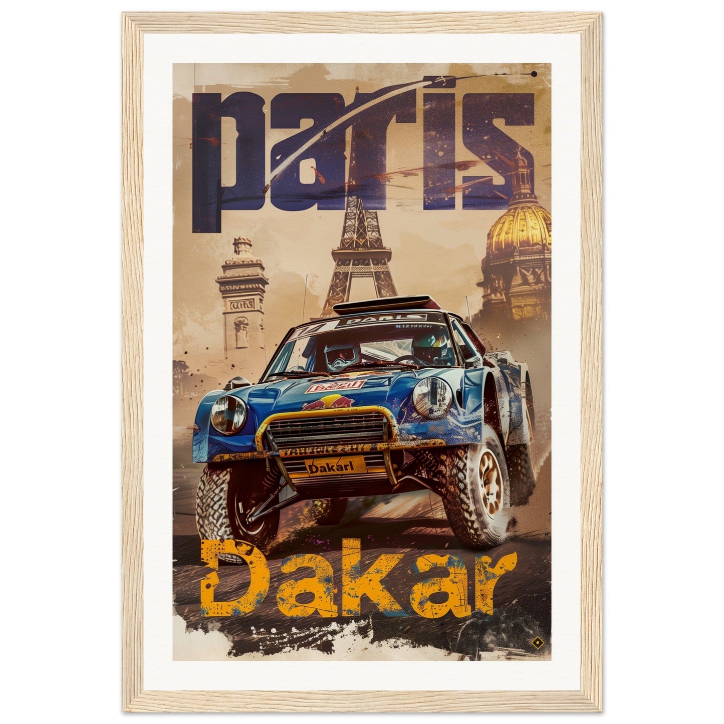 Poster Paris Dakar ( 30x45-cm-Bois-clair)