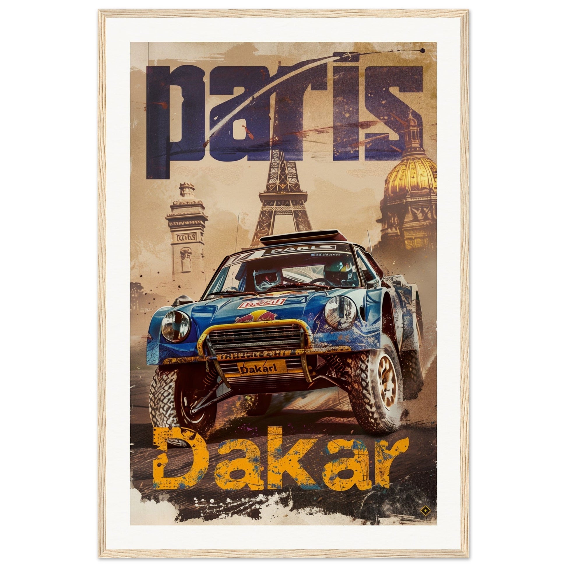 Poster Paris Dakar ( 60x90-cm-Bois-clair)