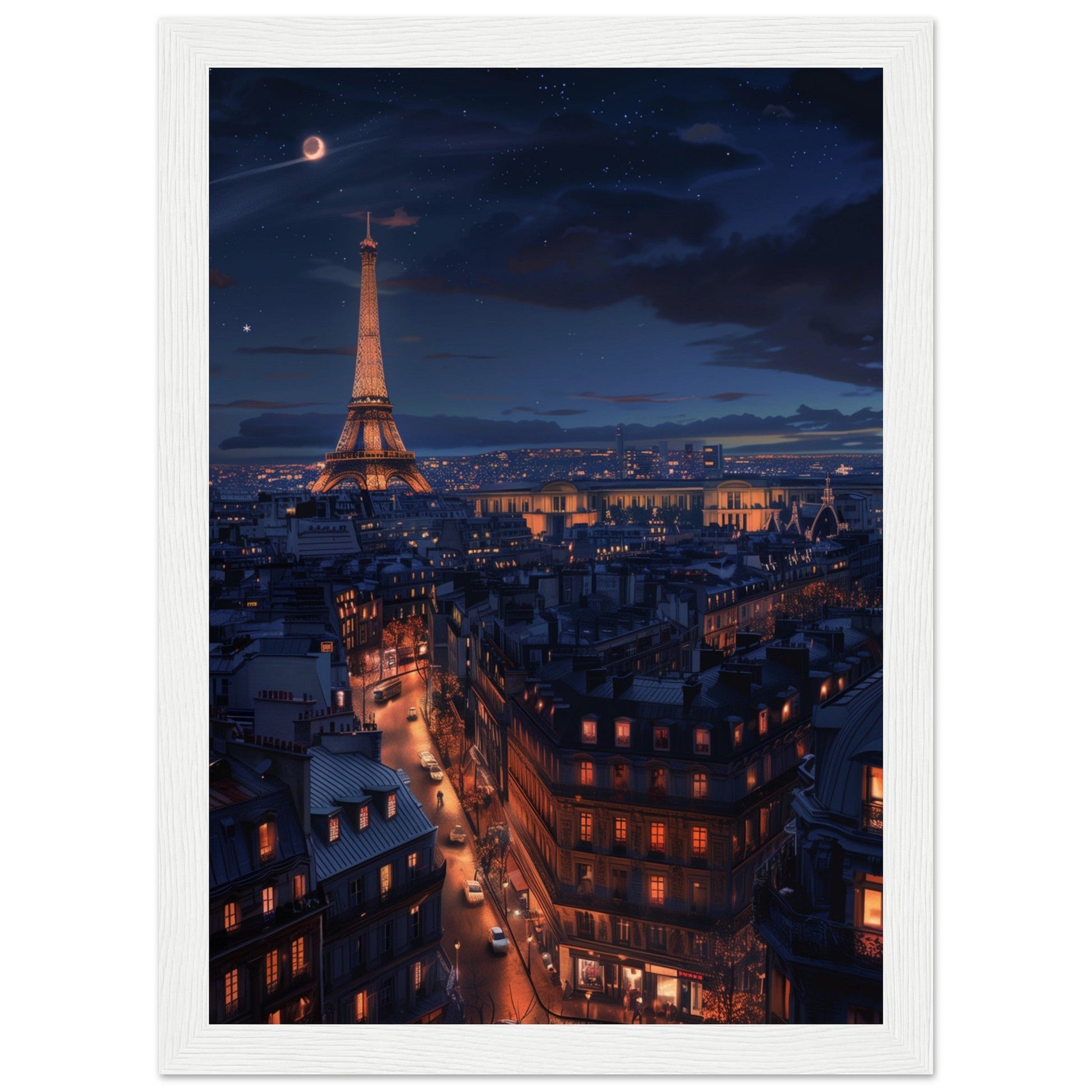 Poster Paris La Nuit ( 21x29.7-cm-Bois-blanc)