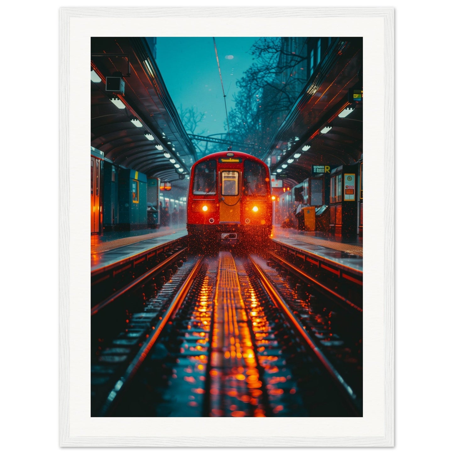 Poster Paris Métro ( 45x60-cm-Bois-blanc)