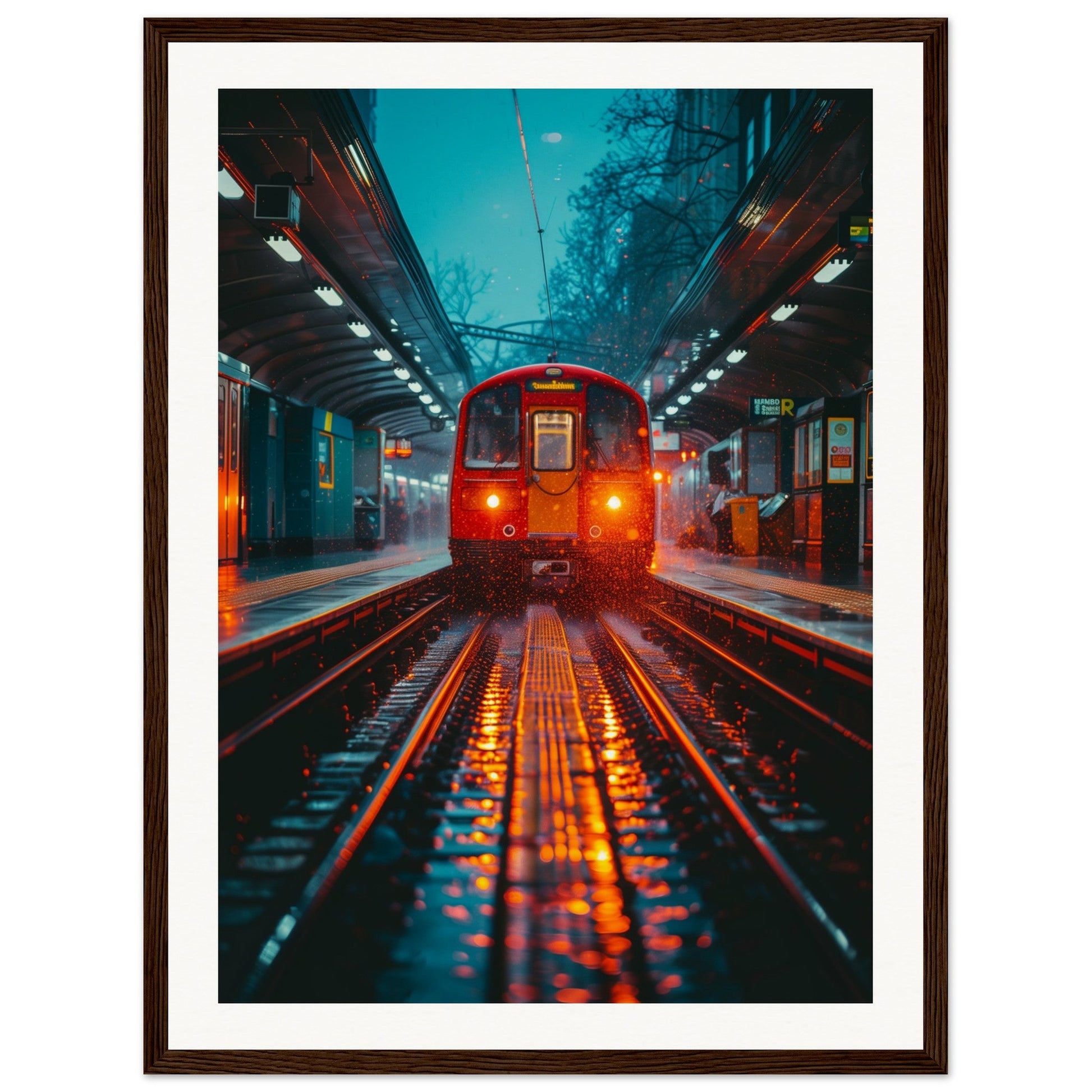 Poster Paris Métro ( 45x60-cm-Bois-foncé)