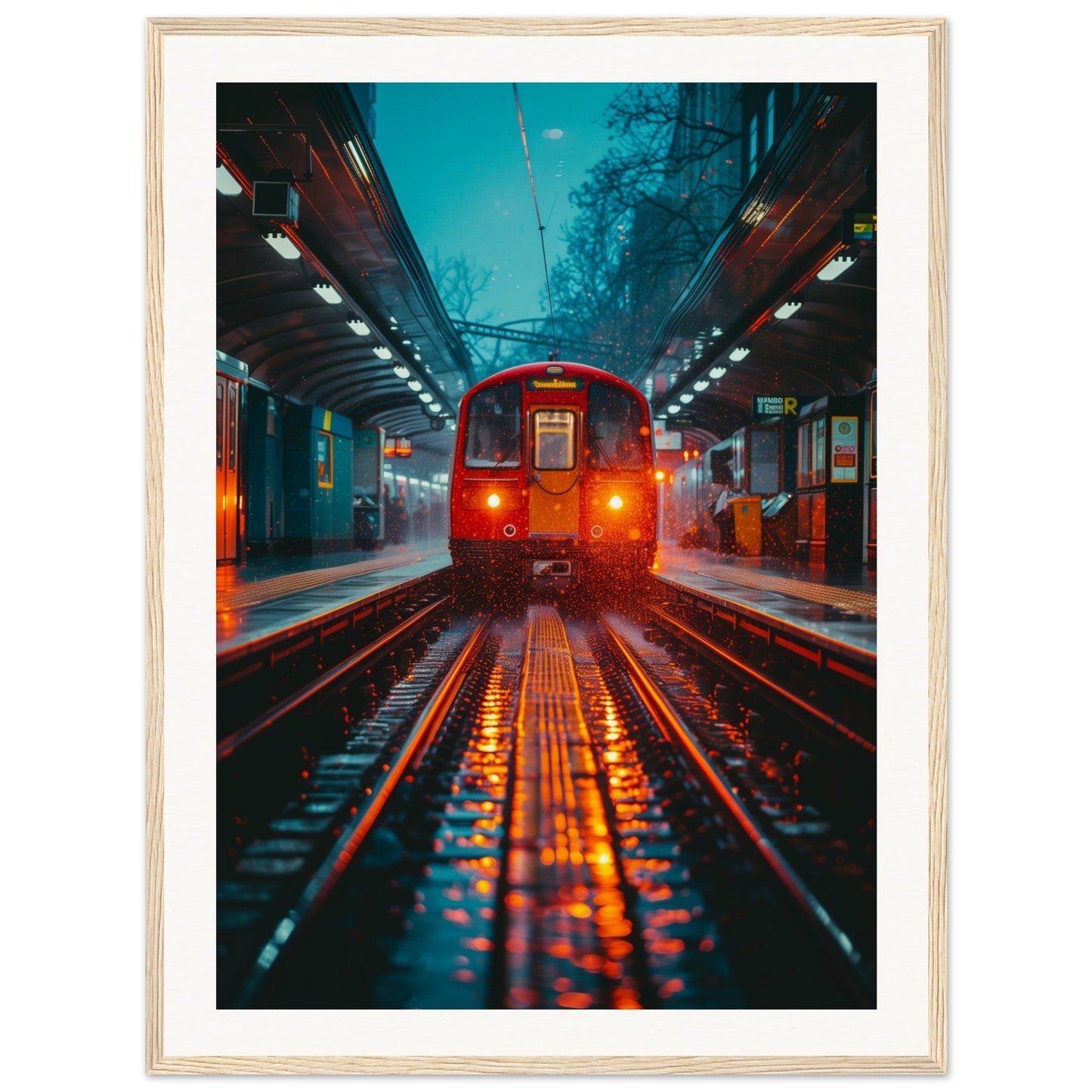 Poster Paris Métro ( 60x80-cm-Bois-clair)