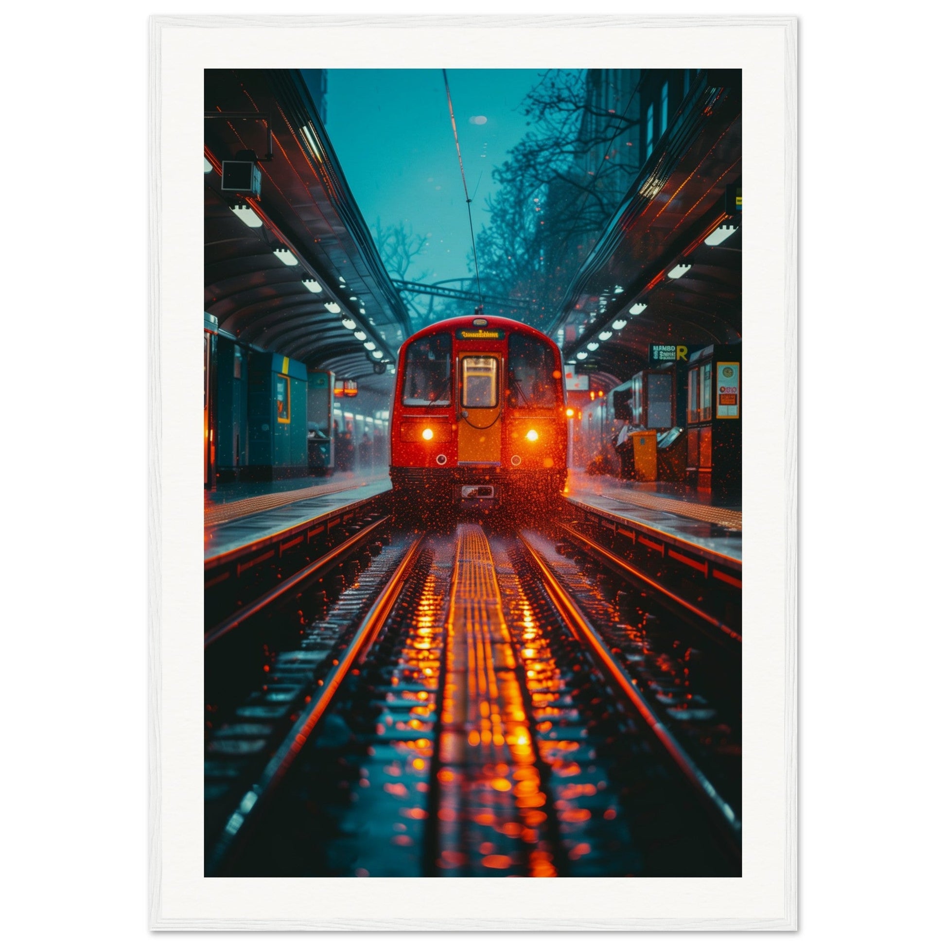 Poster Paris Métro ( 70x100-cm-Bois-blanc)