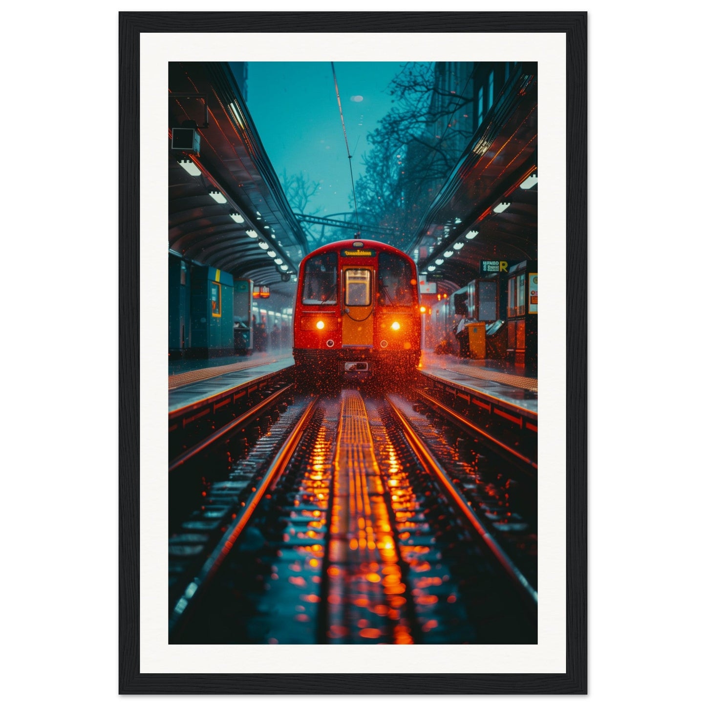 Poster Paris Métro ( 30x45-cm-Bois-noir)