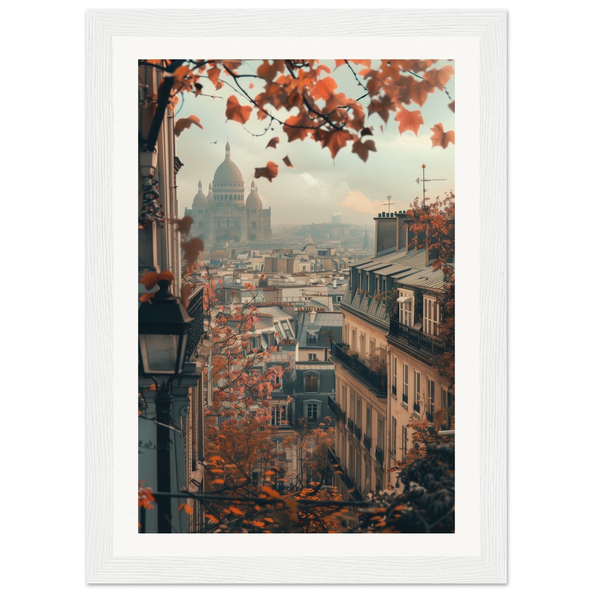 Poster Paris Montmartre ( 21x29.7-cm-Bois-blanc)