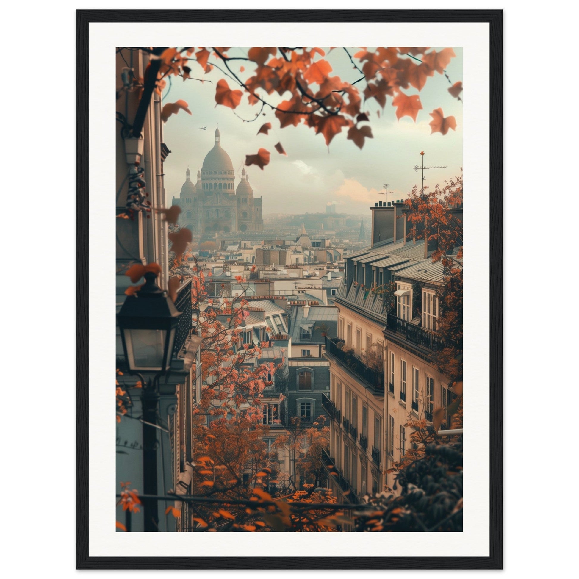 Poster Paris Montmartre ( 45x60-cm-Bois-noir)